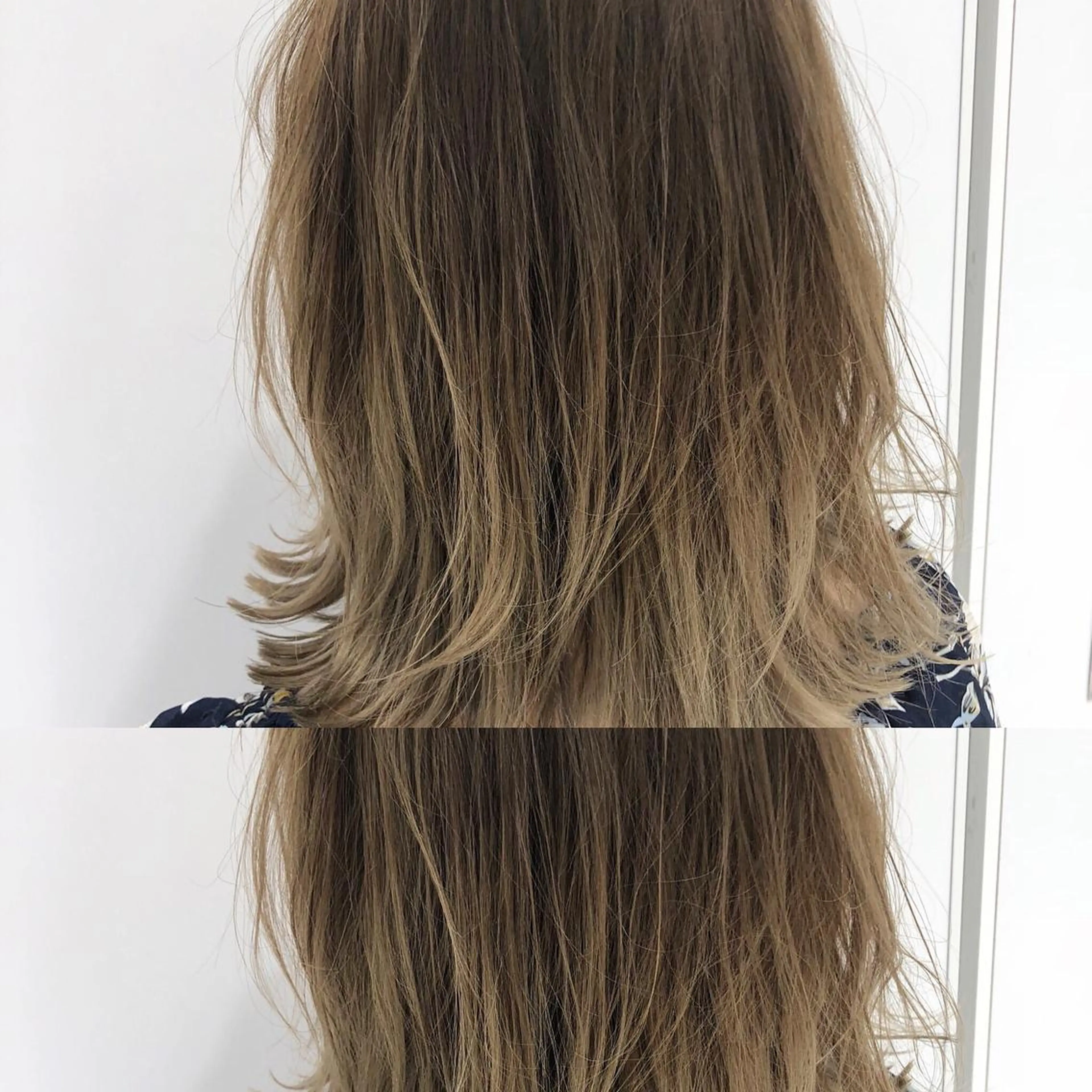 カラー アッシュ バレイヤージュ 透明感カラー グラデーションカラー グレージュ レイヤー/韓国/ 顔周り/しんやのヘアスタイル