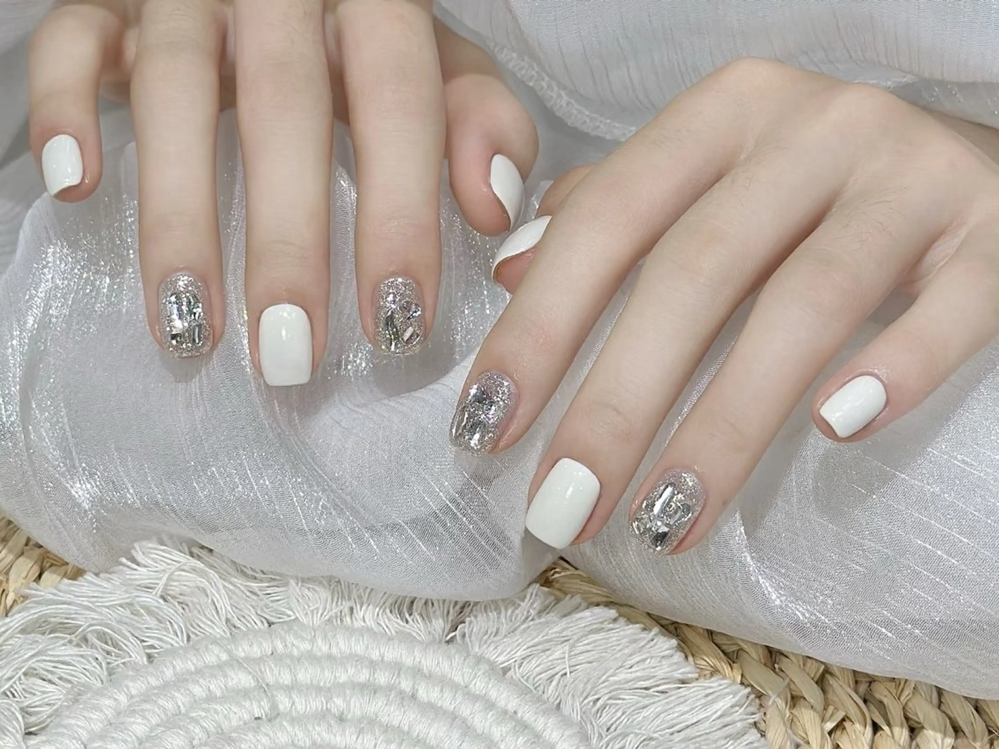 ネイル アートネイル オーロラネイル クリアネイル 長さ出し フレンチネイル K Kのネイルデザイン