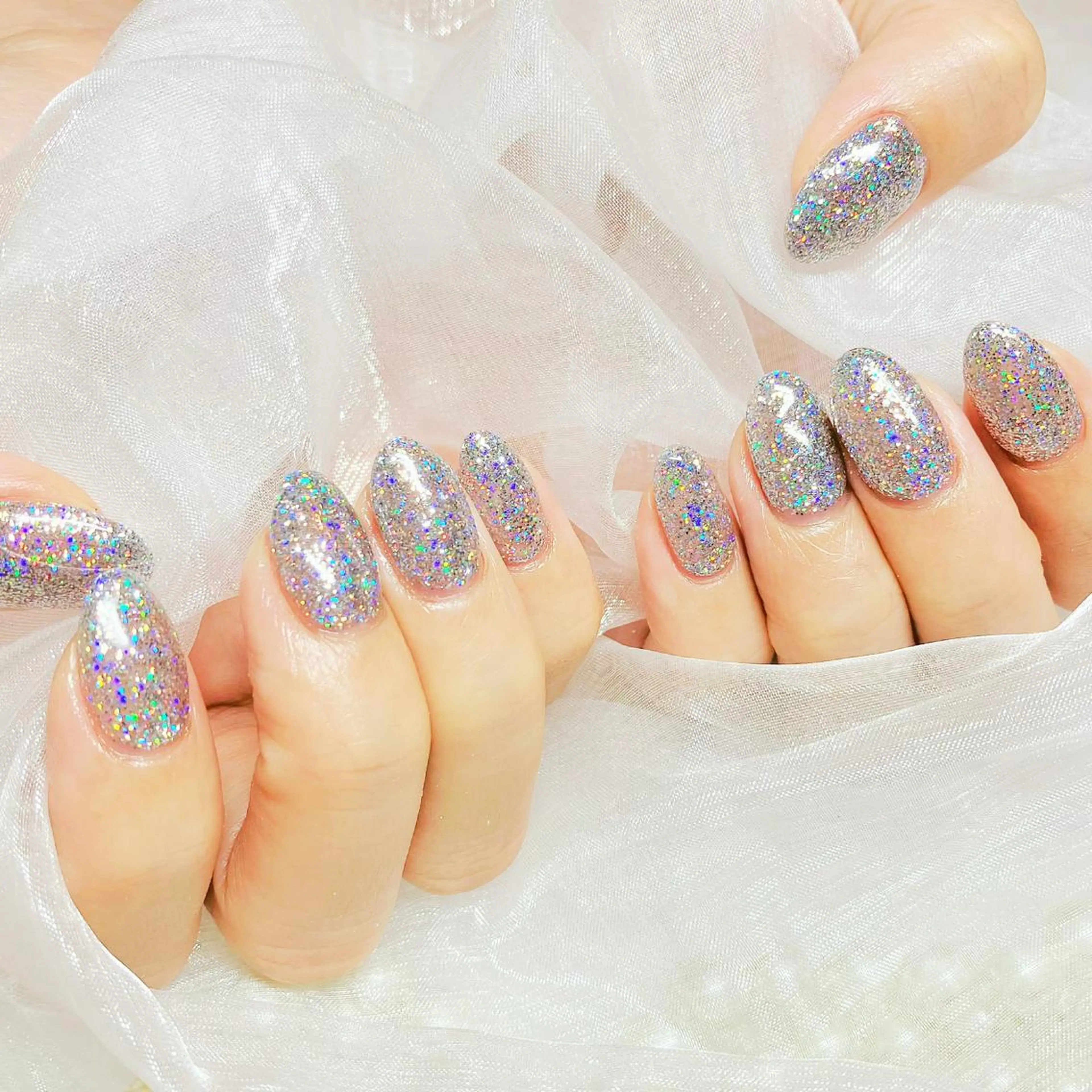 ネイル オーロラネイル フラッシュネイル ジェルネイル 氷ネイル・うるうるネイル キラキラネイル Amour baseのネイルデザイン