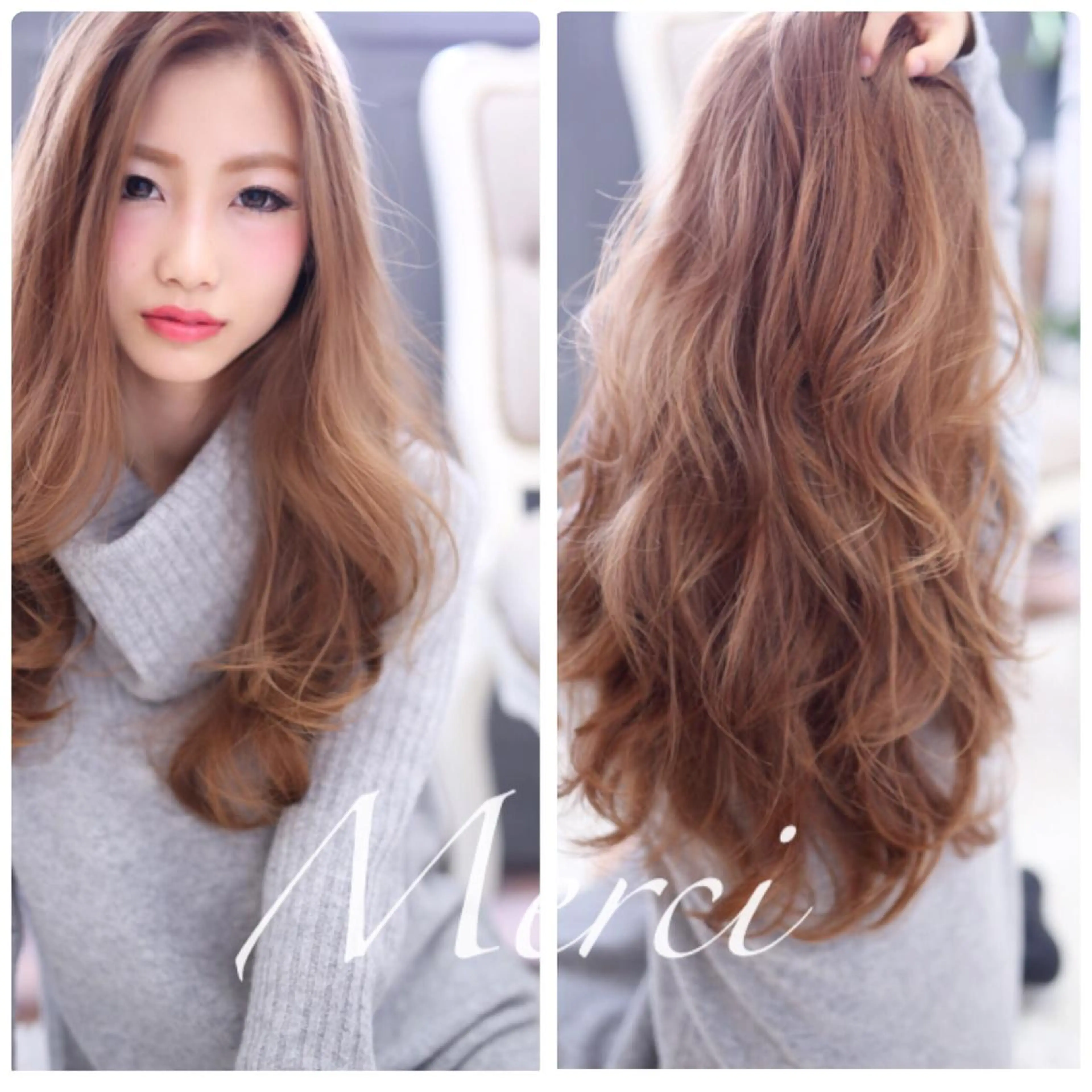 ロング カラー ヘアアレンジ イルミナカラー Merci メルシー 福岡、今泉のヘアスタイル