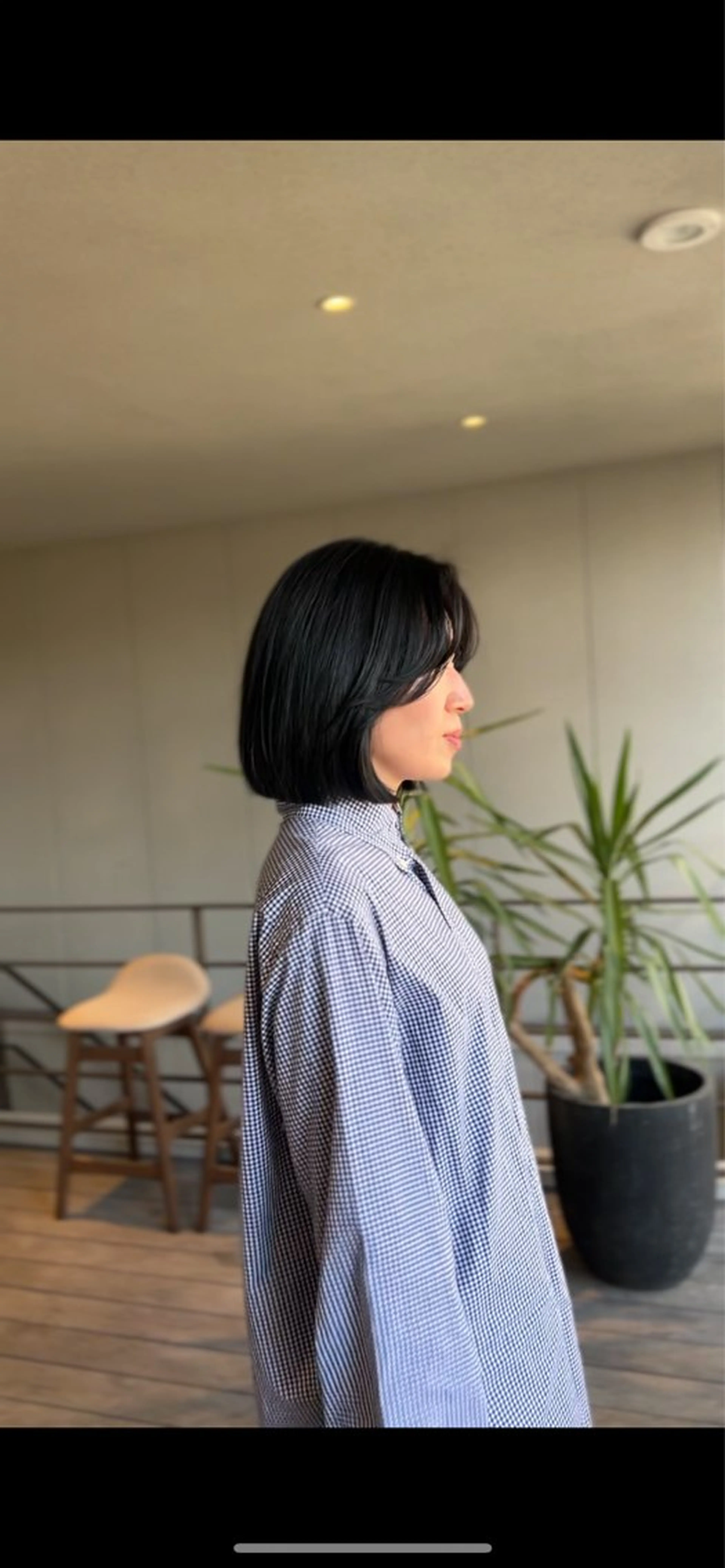 ミディアム ボブ 顔まわりレイヤー レイヤーカット 海外風カーテンバング Mao広尾美容室のヘアスタイル