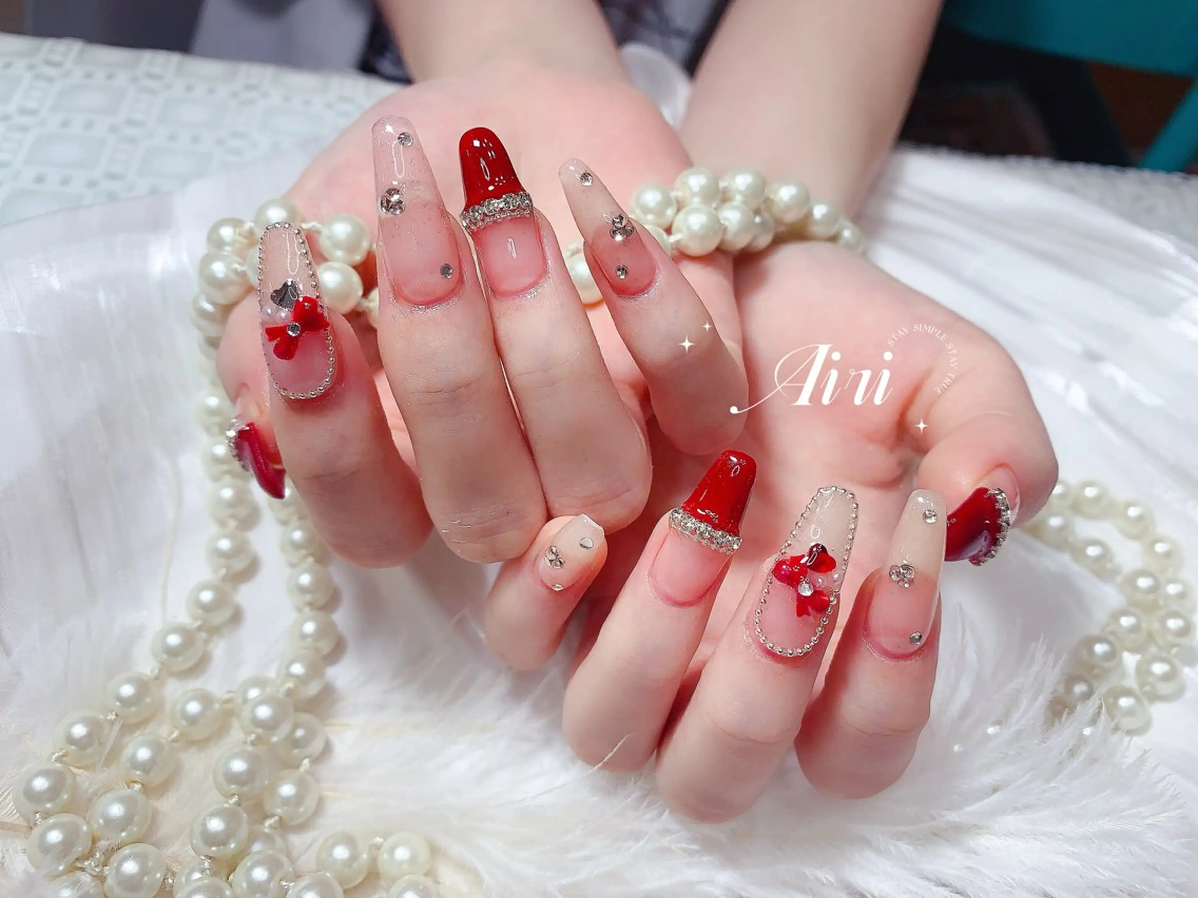 ネイル 長さ出し フットネイル ジェルネイル 韓国ネイル ラメ(グリッター) ハンドネイル ネイルサロンAiri 長さ出し·シンプルのネイルデザイン