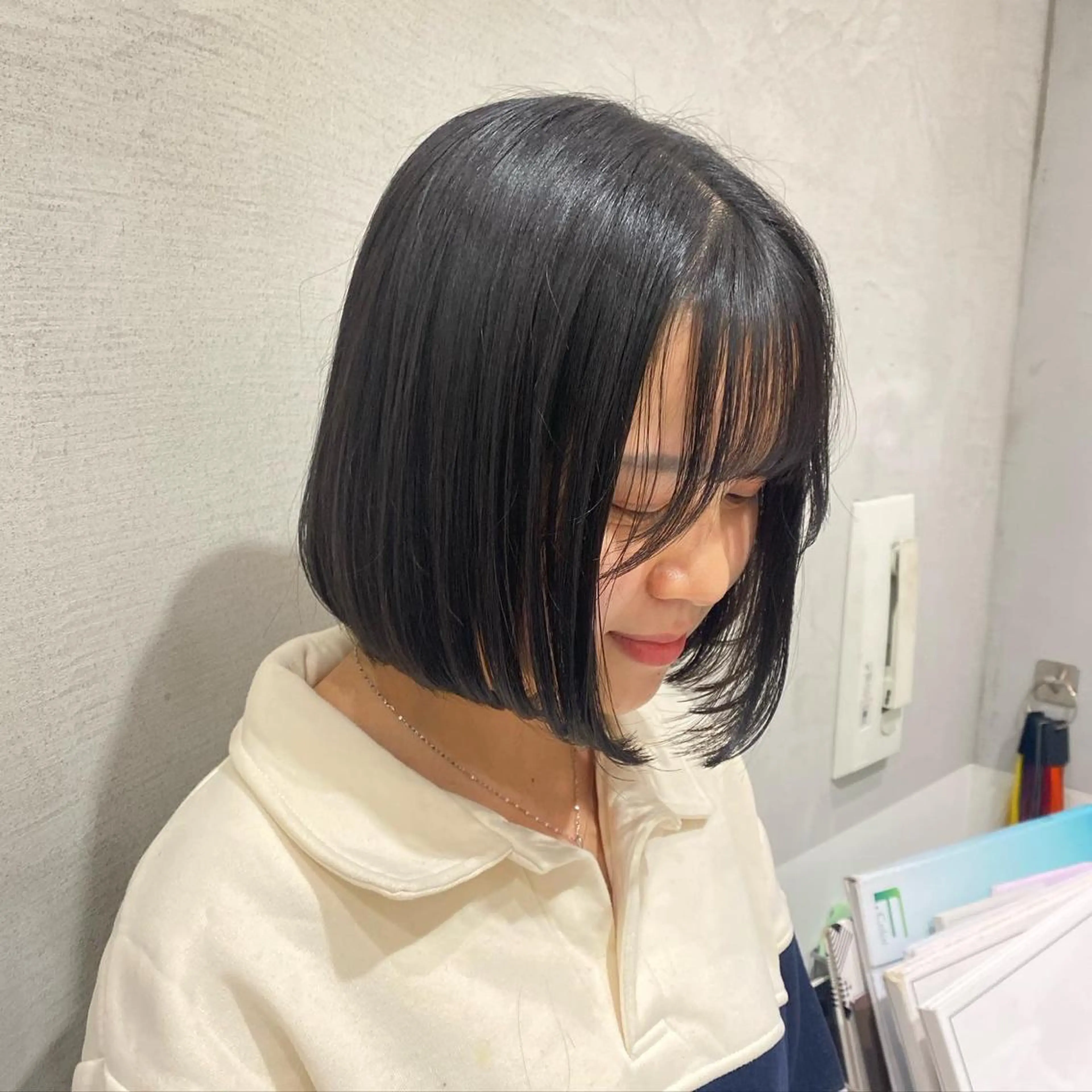 ミディアム ボブ ヘアカラー トリートメント ヘアセット ナチュラル/韓国💎 haruka 💎のヘアスタイル