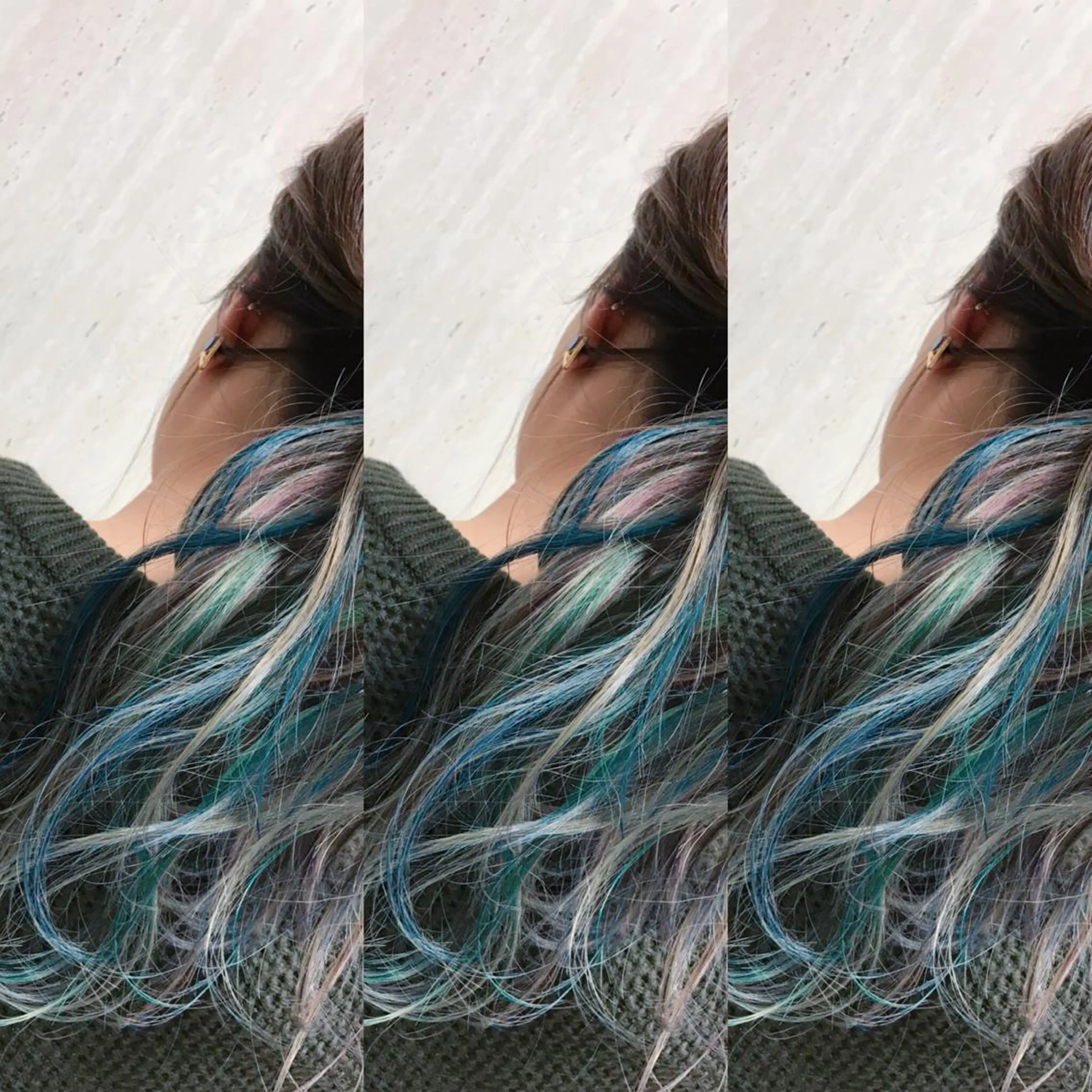 セミロング カラー ブルーカラー ユニコーンカラー Eliss 堀江のヘアスタイル