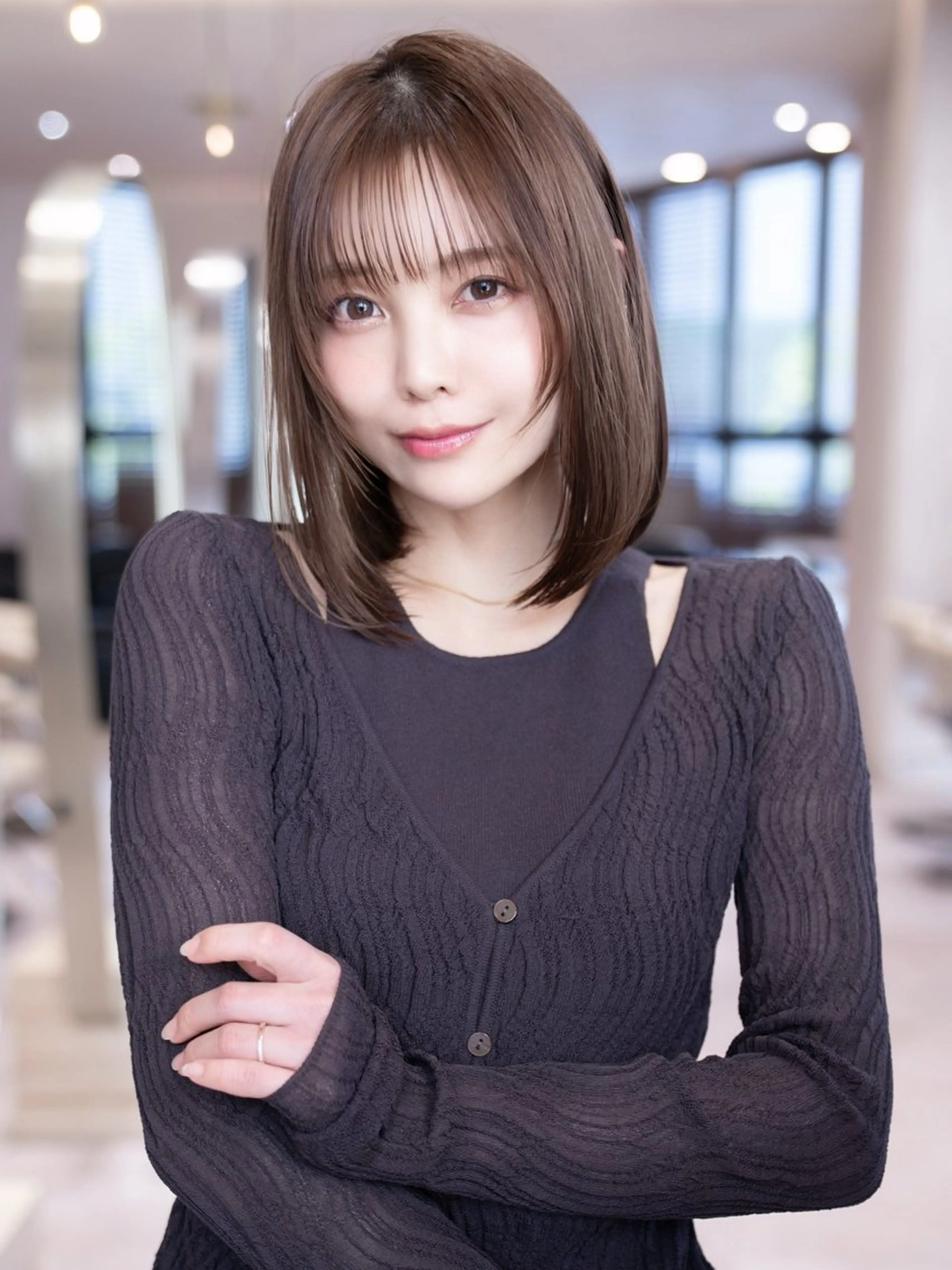 ミディアム カラー カット ヘアカラー トリートメント 渋谷/レイヤーボブ・ 韓国ボブ特化/楓のヘアスタイル