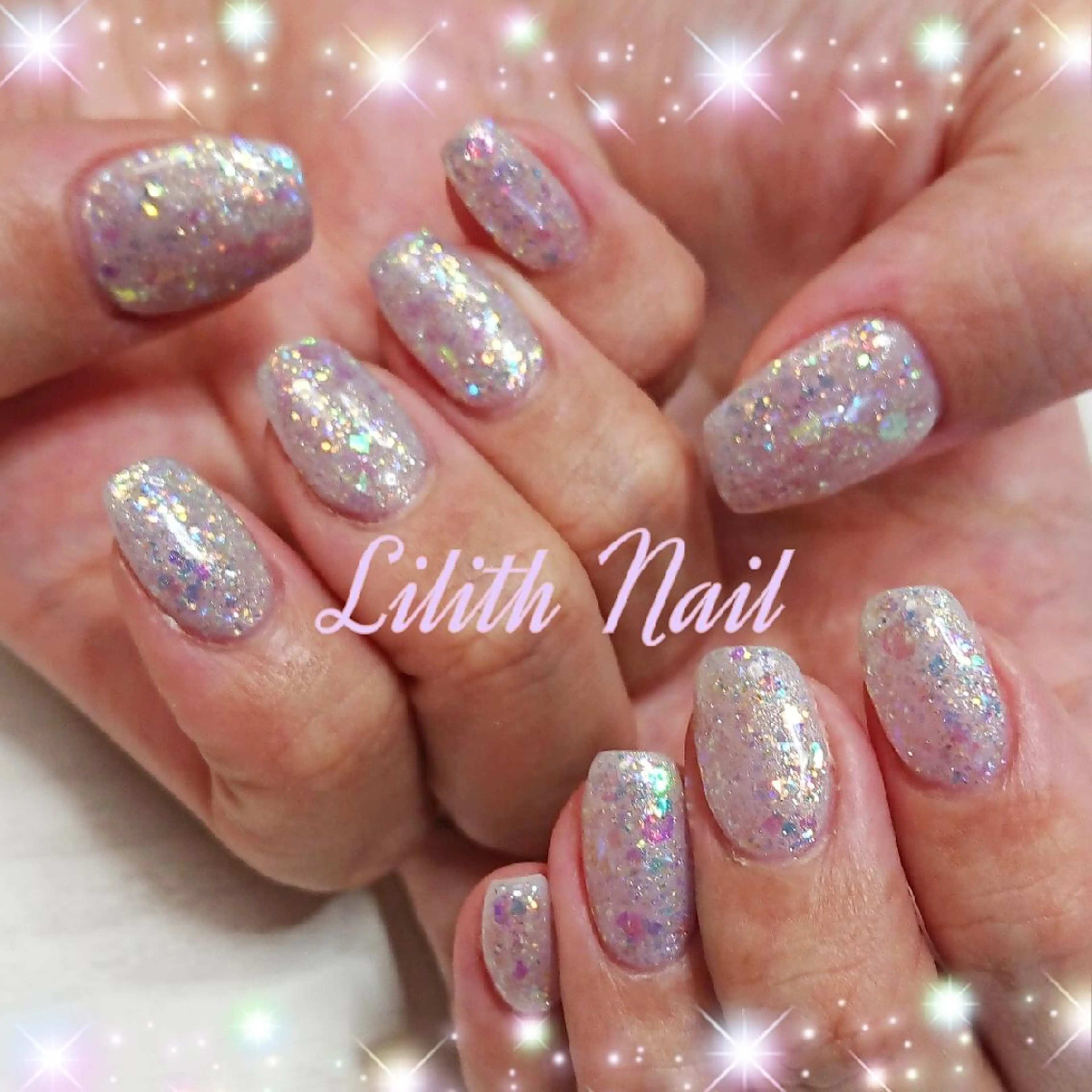 ネイル クリアネイル ラメ(グリッター) ハンドネイル Lilith Nailのネイルデザイン