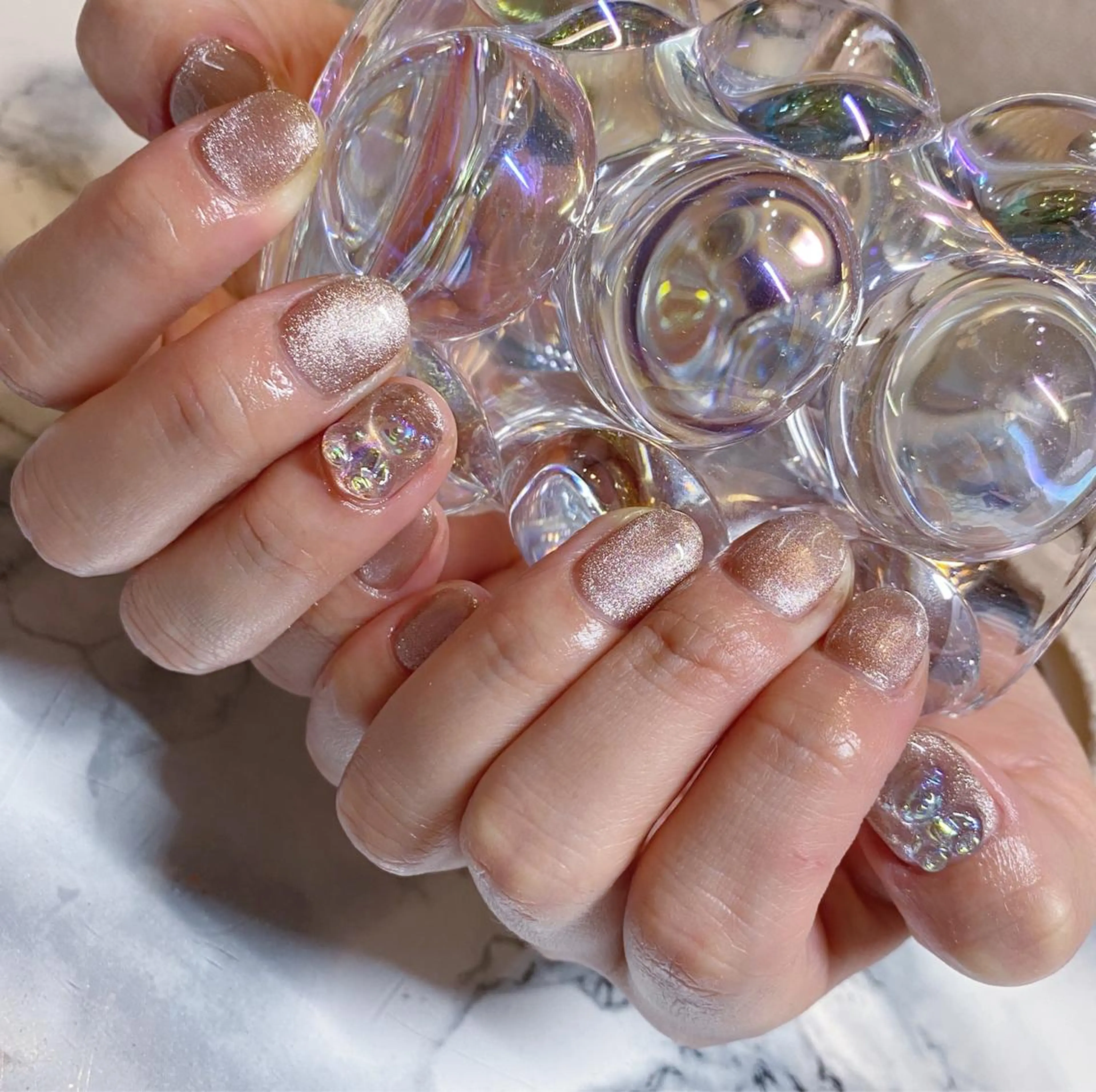 ネイル アートネイル オーロラネイル ブルー 韓国ネイル マグネットネイル To Me Nail所属・🩵 mei🩵のネイルデザイン