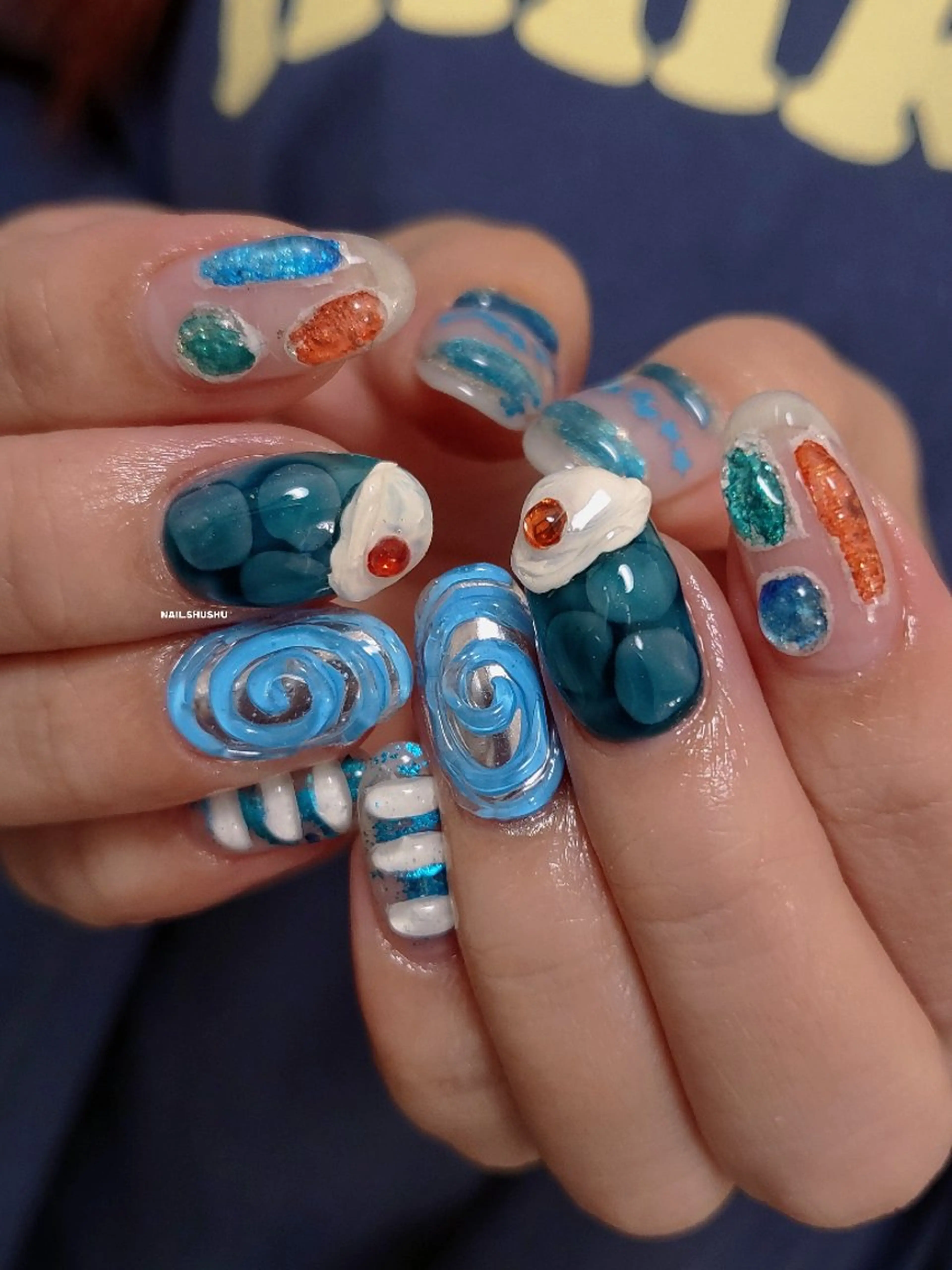 ネイル ハンドネイル 3dパーツ/流行り 👧shushu❤️のネイルデザイン