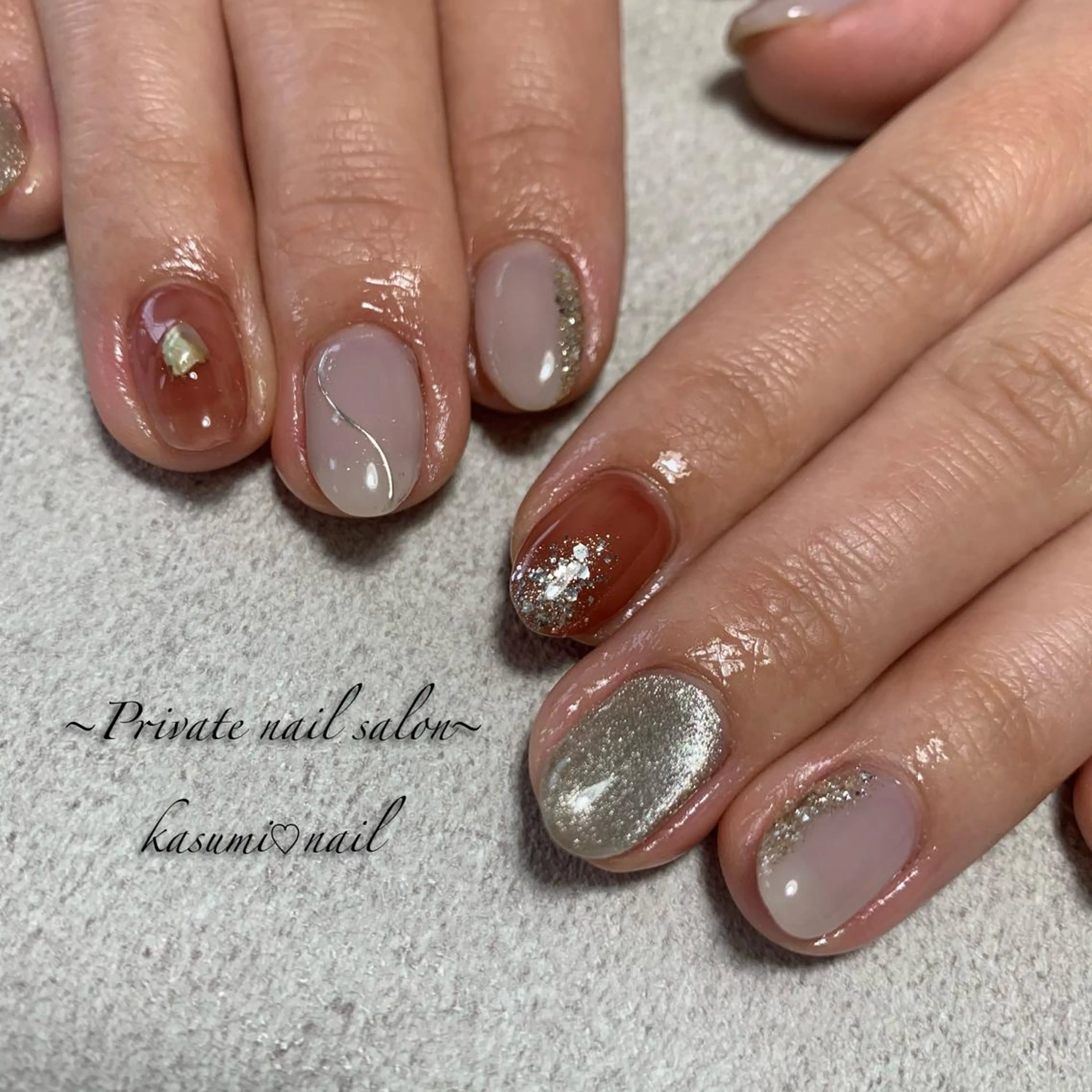 ネイル ミラーネイル ニュアンスネイル シンプルネイル KASUMI♡ Nailのネイルデザイン