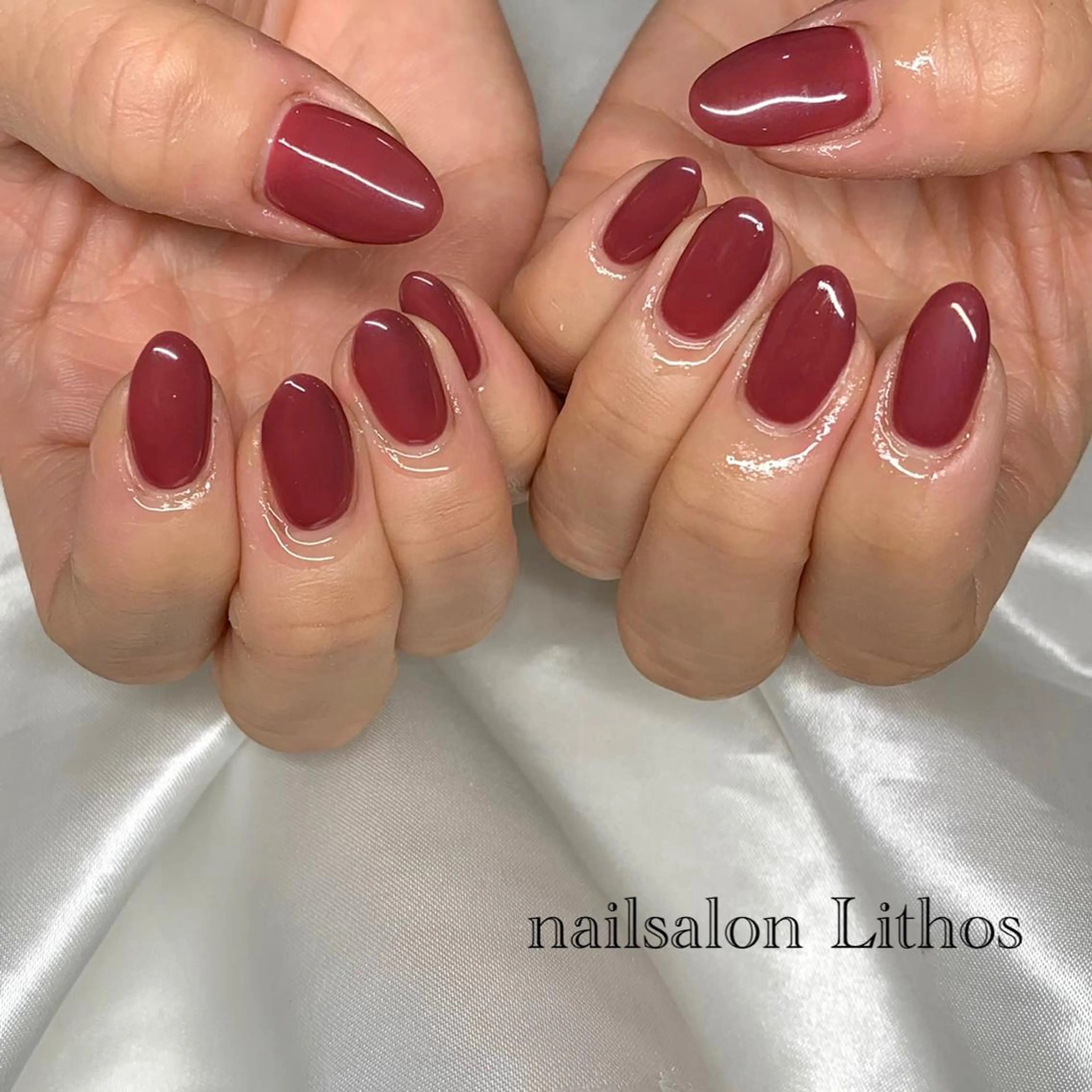 ネイル ボルドー フットネイル ジェルネイル 韓国ネイル オフィスネイル nailsalon Lithos所属・nailsalon Recontreのネイルデザイン