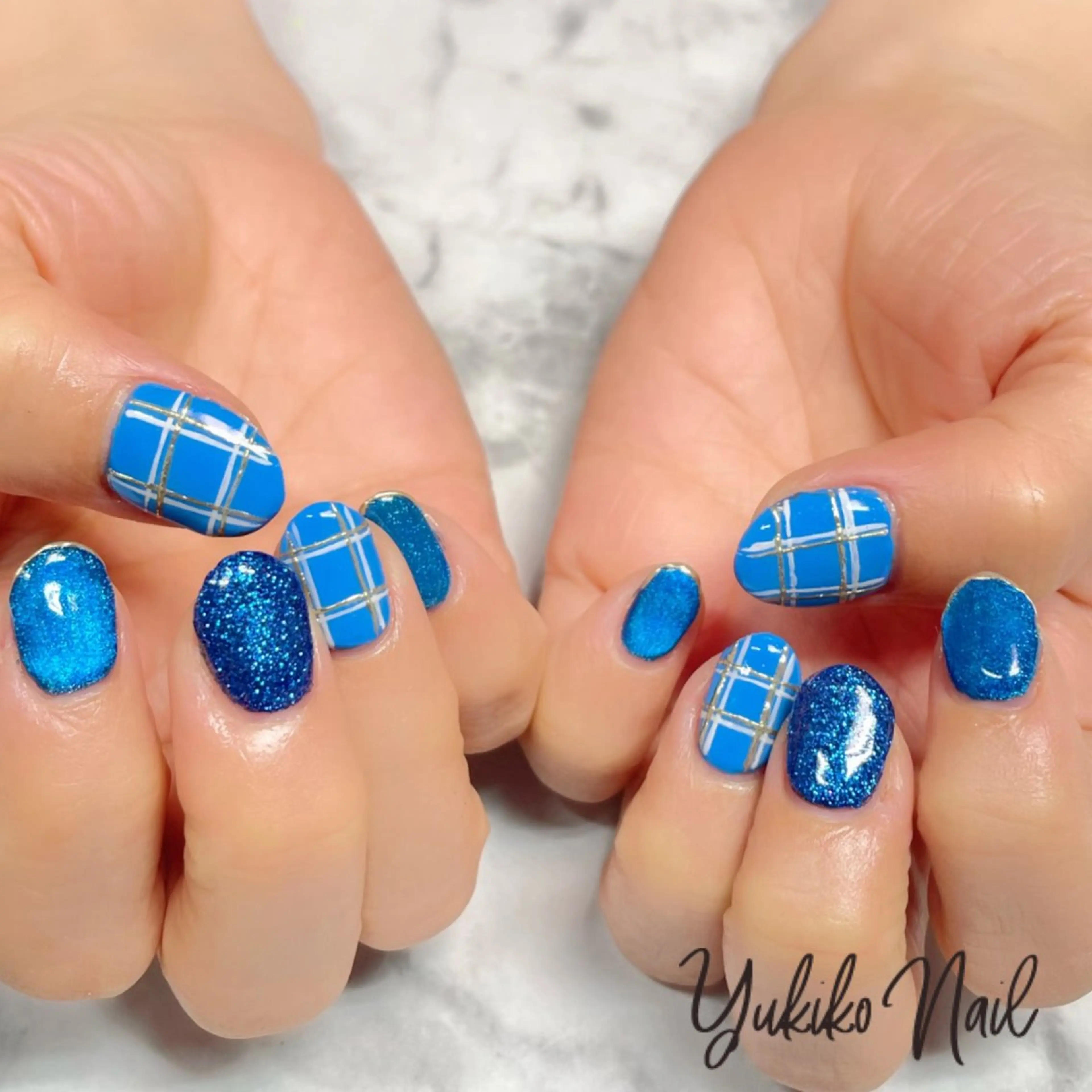 ネイル ブルー マグネットネイル ハンドネイル ユキコ ネイルのネイルデザイン