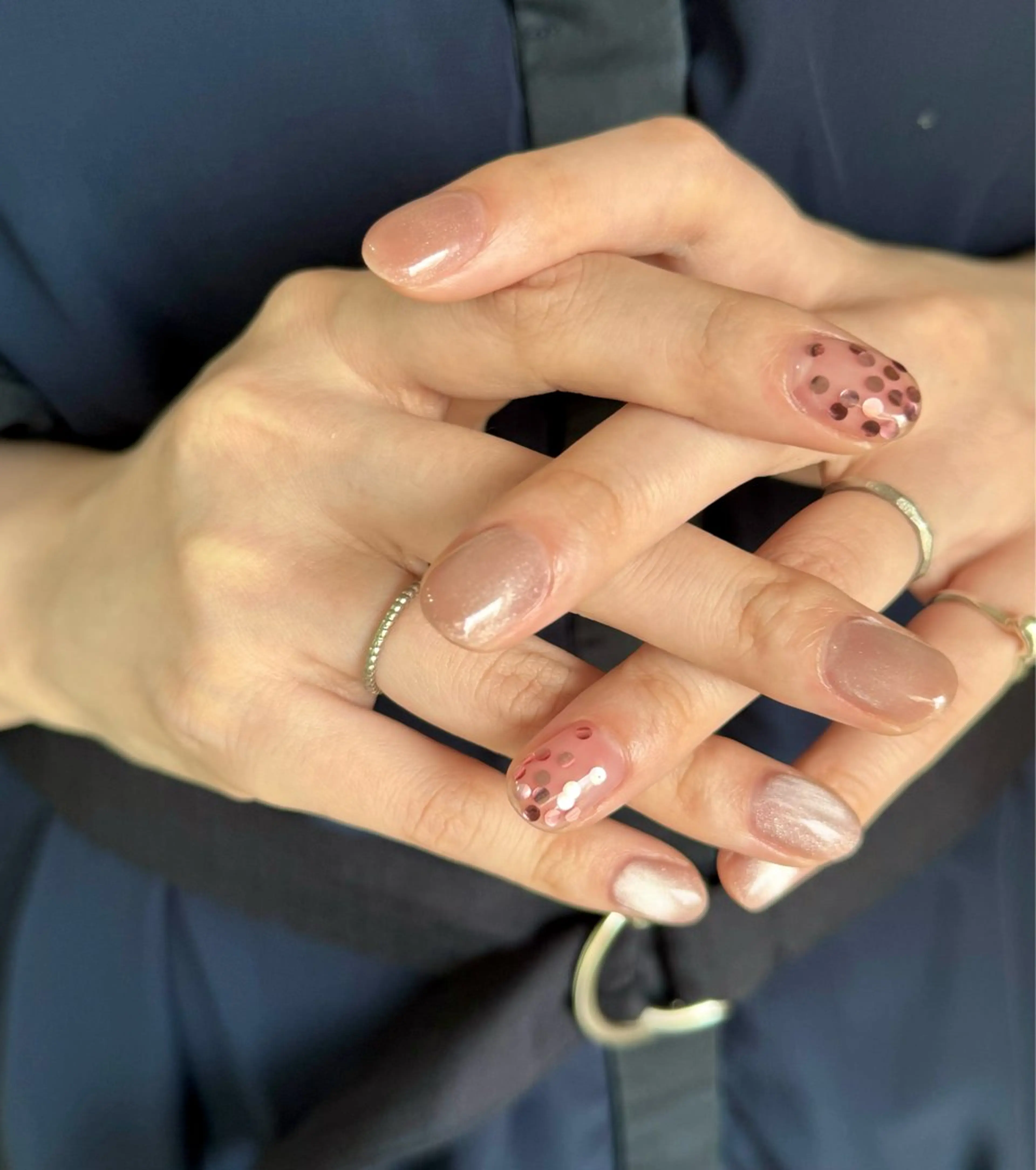 ネイル キラキラネイル マグネットネイル ピンク ハンドネイル HARUKA ネイリスト福岡/薬院のネイルデザイン