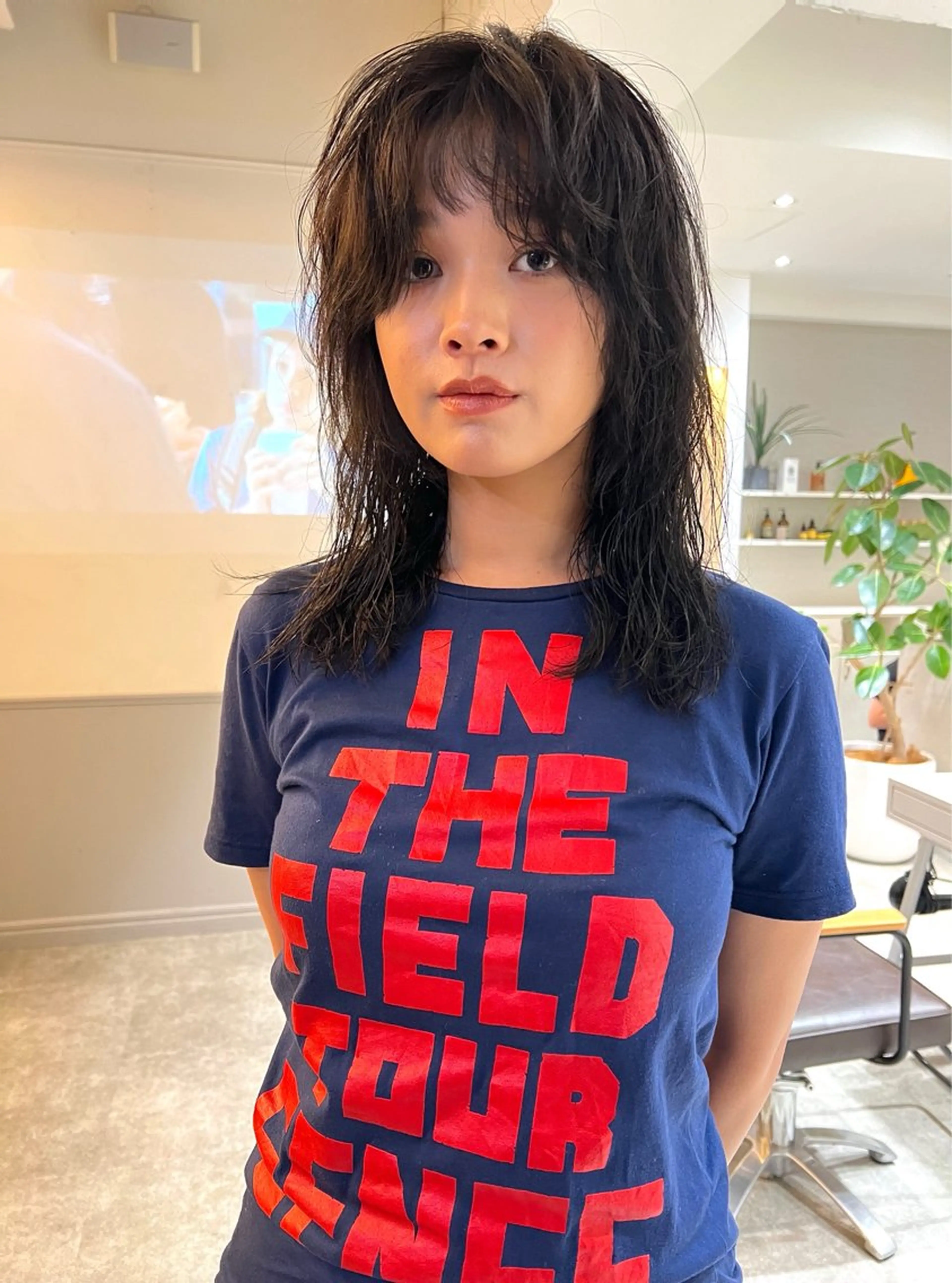 ミディアム ミディアムパーマ カット パーマ タナカ レイのヘアスタイル