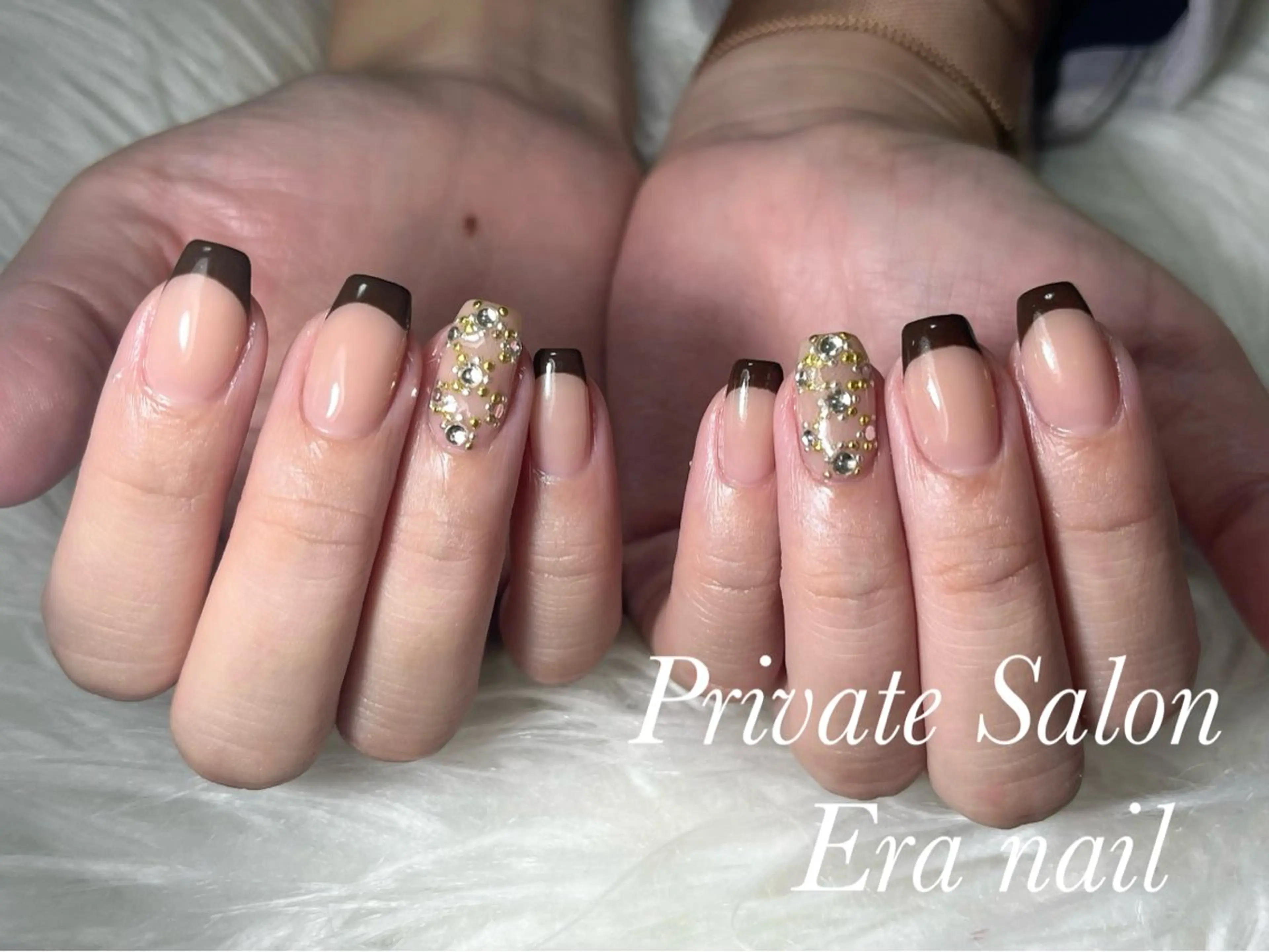 ネイル ブラウン フレンチネイル Era nailのネイルデザイン