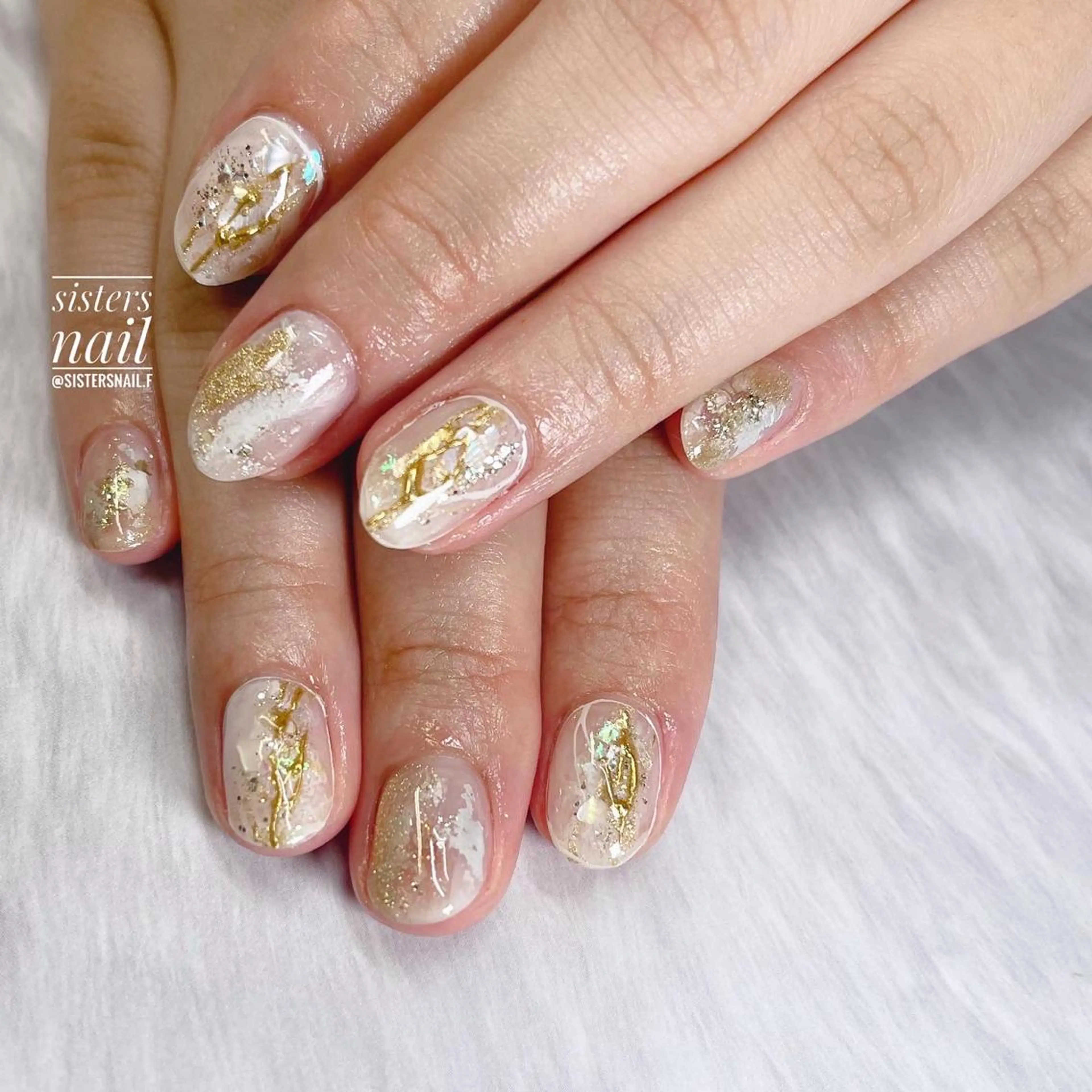 ネイル アートネイル ミラーネイル ニュアンスネイル ショートネイル ブライダルネイル sisters nail.fのネイルデザイン