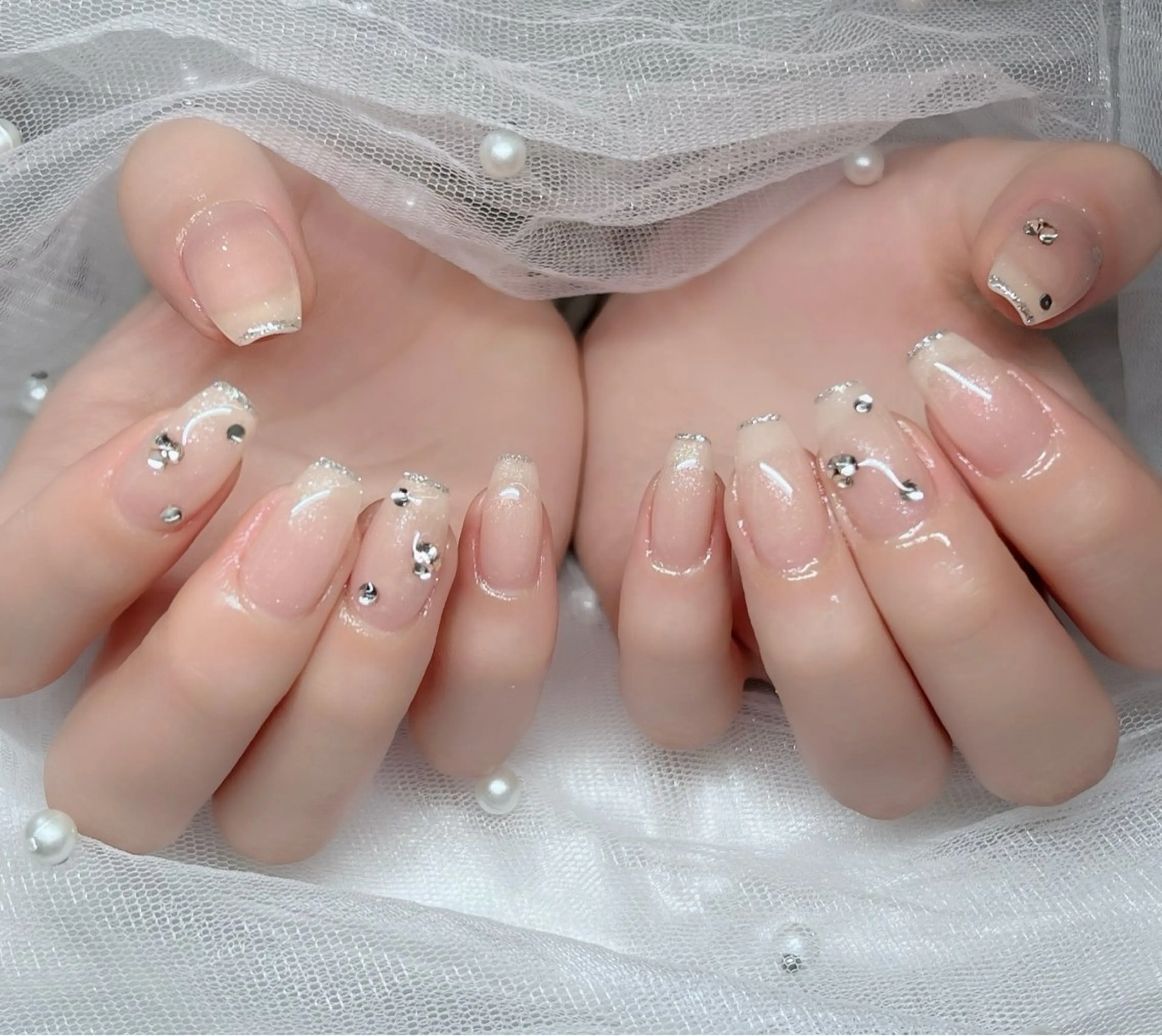 ネイル ハンドネイル 🎀PG🩵 ネイルサロンのネイルデザイン