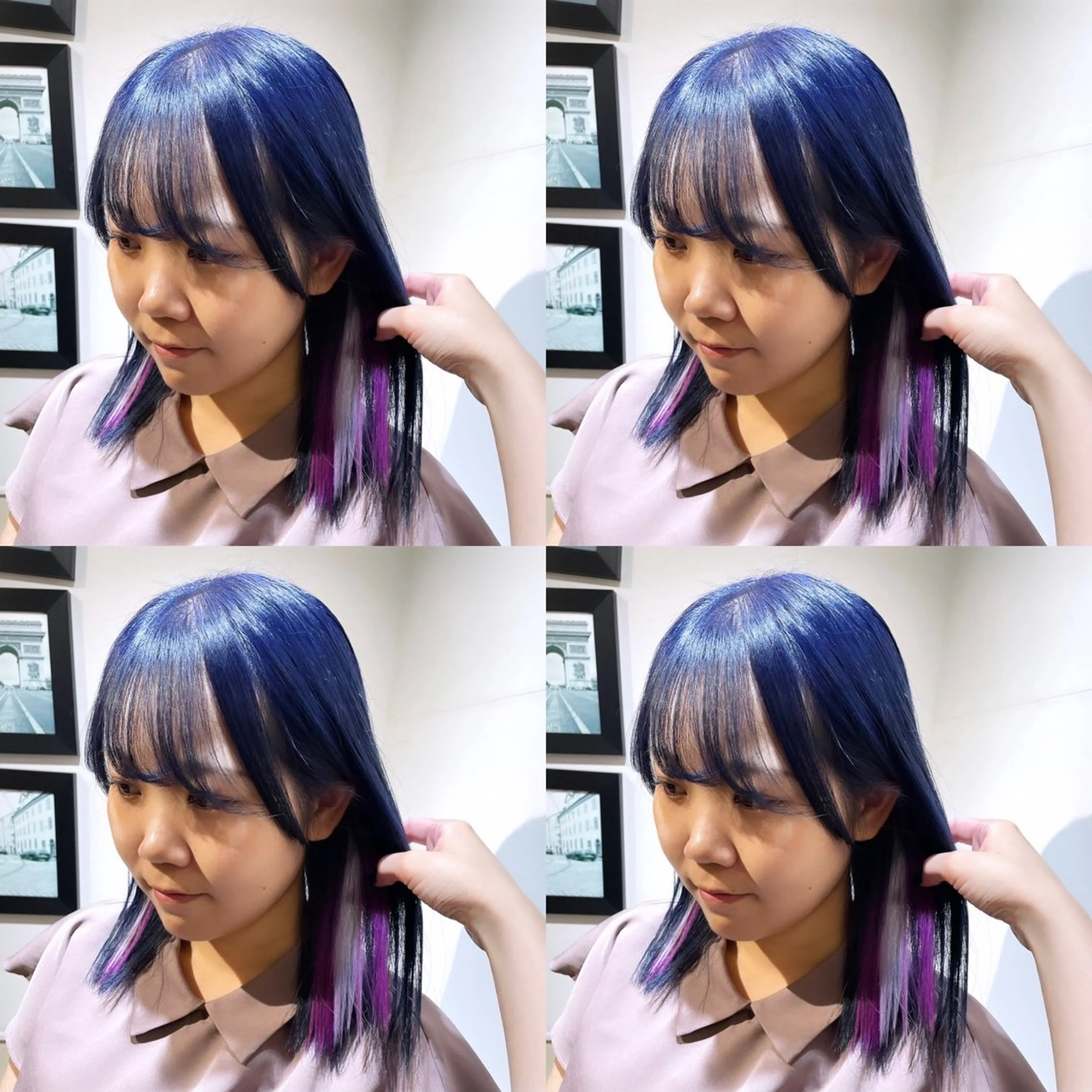 ミディアム カラー イヤリングカラー ネイビーカラー エクステ 🌟トップデザイナー 高橋🌟のヘアスタイル