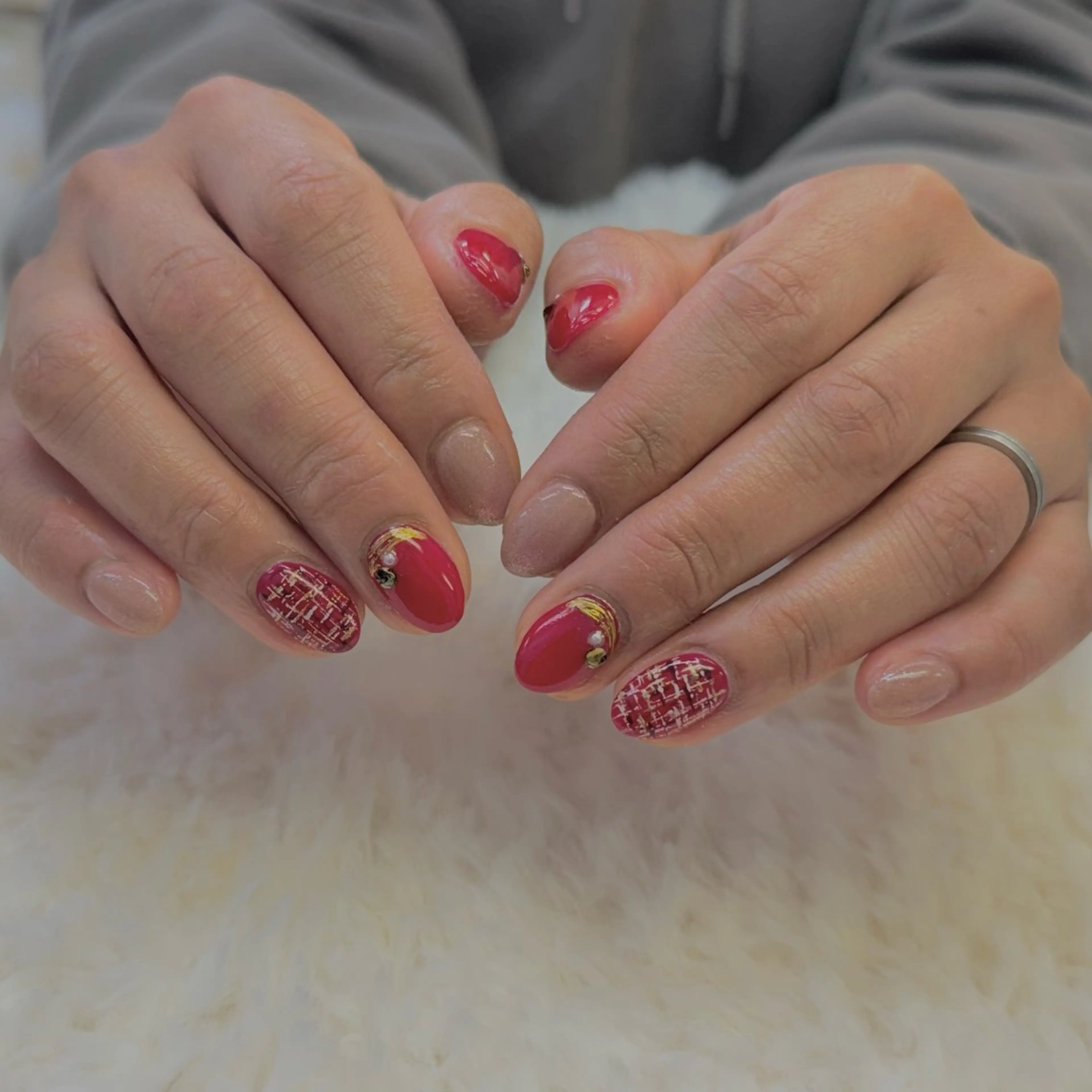 ネイル ツイードネイル ハンドネイル Rich to 勝川店所属・Rich to 宮里のネイルデザイン