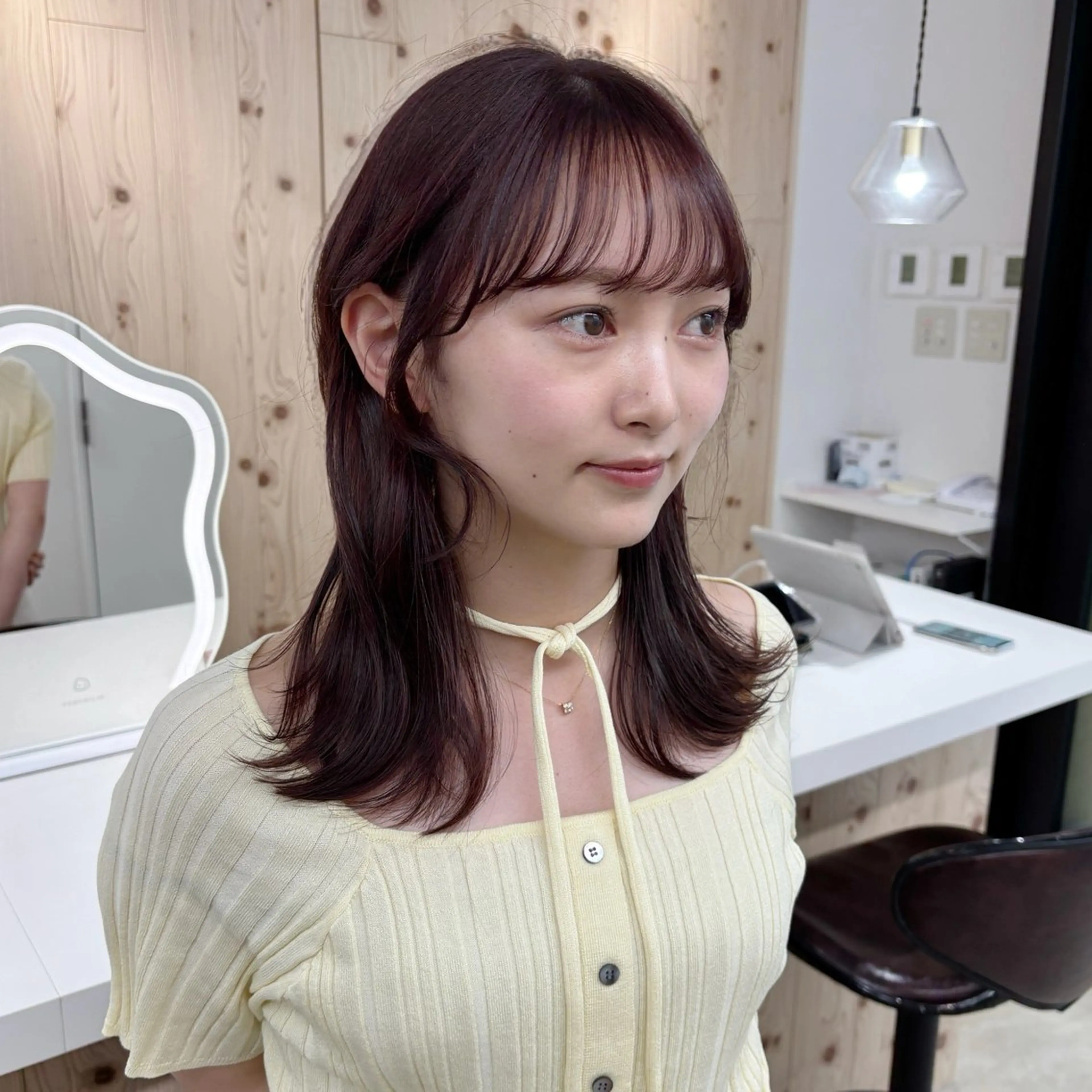 ミディアム カラー カット ヘアカラー トリートメント 韓国ヘア/髪質改善/ レイヤー/ブラウンのヘアスタイル