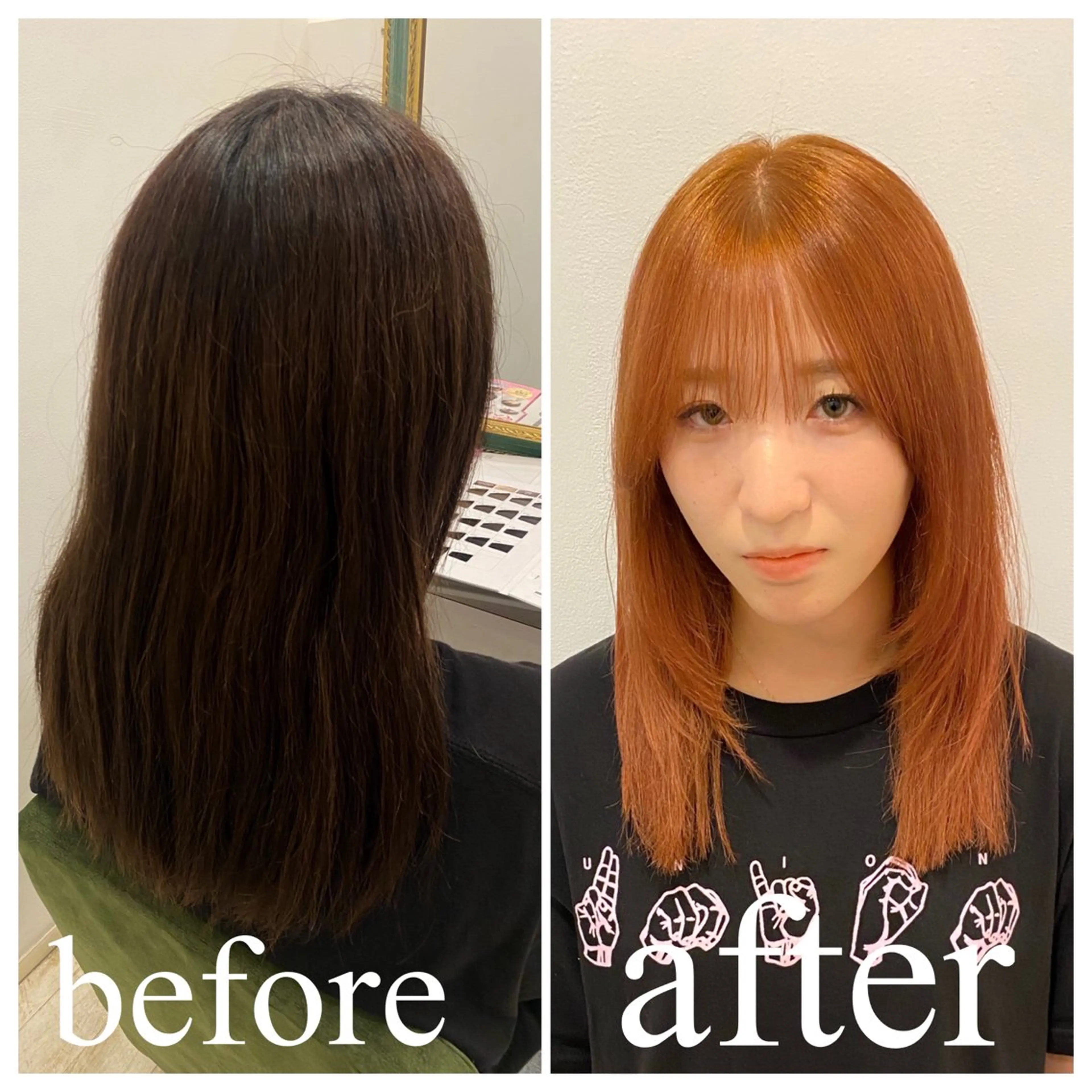 カラー ブリーチ 透明感カラー オレンジ ヘアカラー トリートメント ブリーチ特化型🐯 Lita -ゆうや-のヘアスタイル