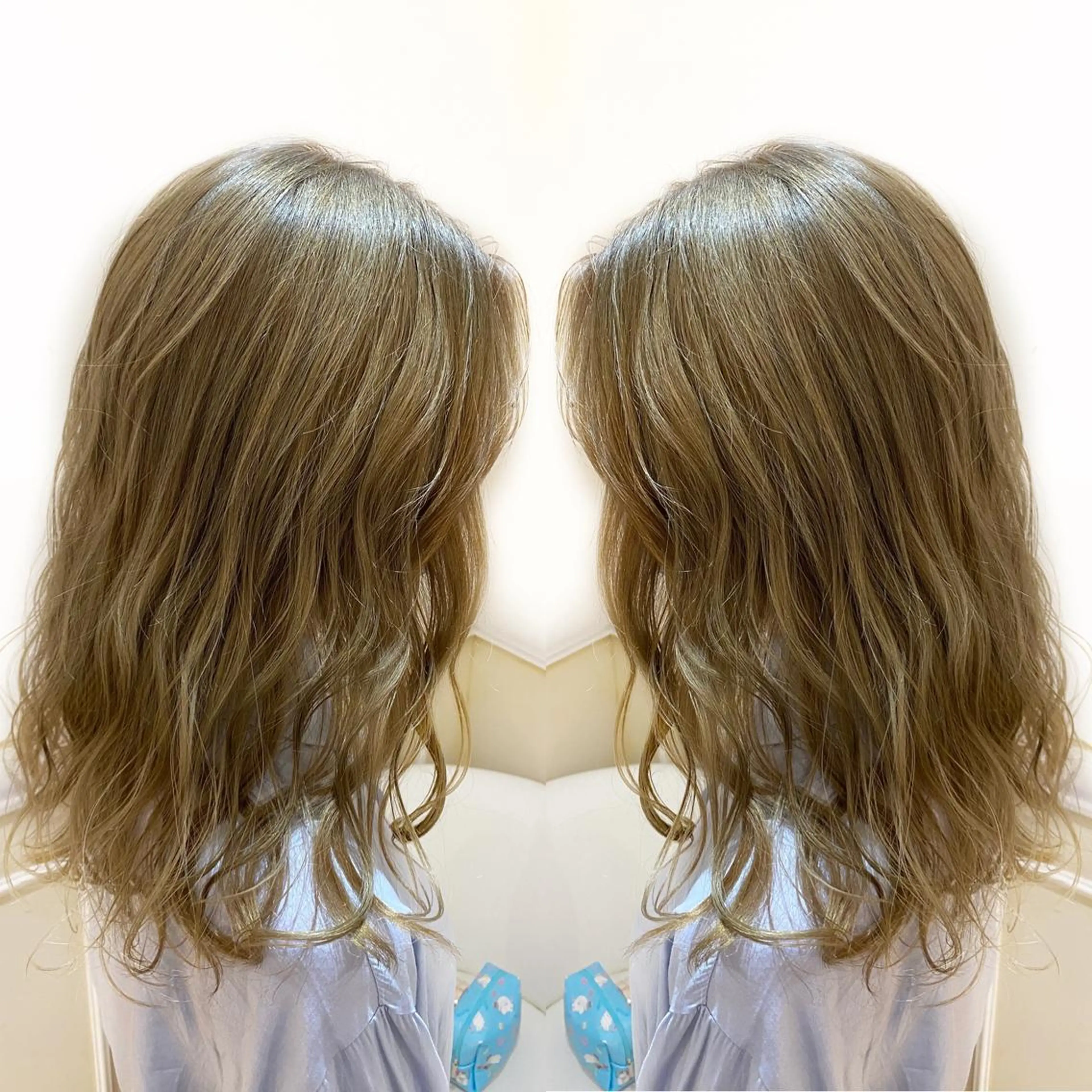 ミディアム カラー ブリーチ カット パーマ トリートメント ご予約 宜しくお願いします！のヘアスタイル