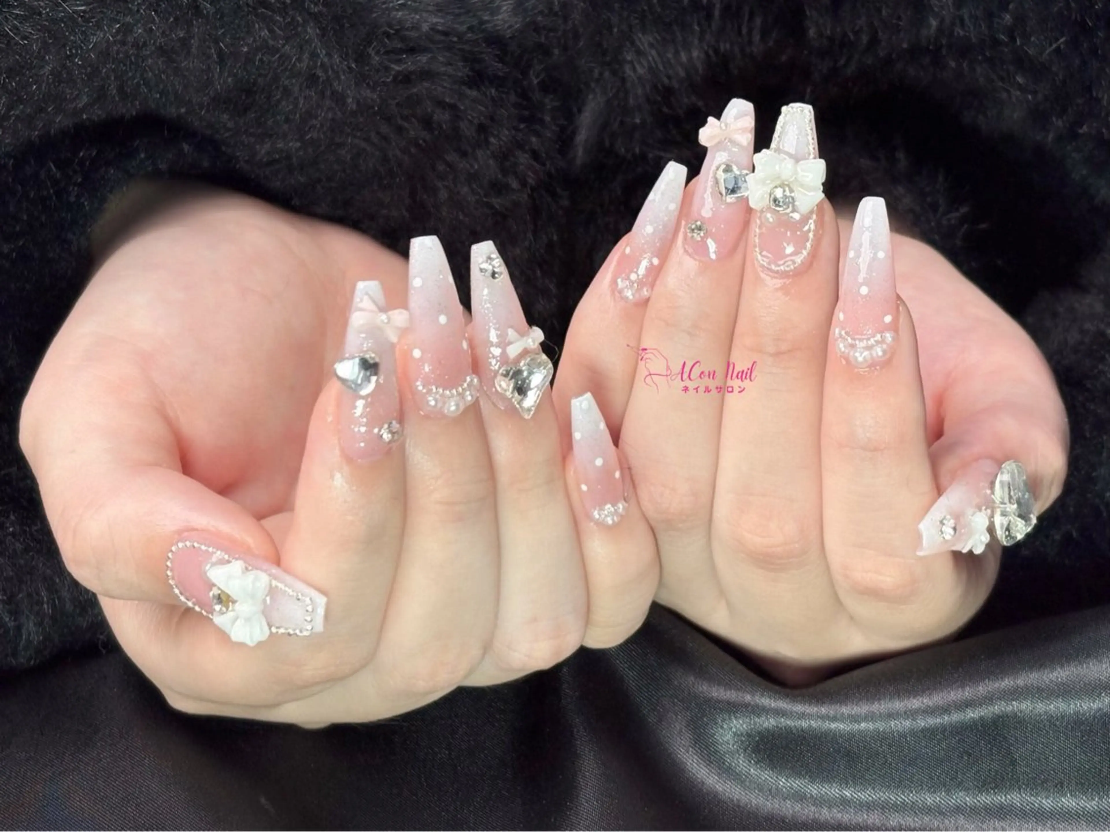 ネイル 桜ネイル 長さ出し フラワーネイル フレンチネイル ジェルネイル ハンドネイル AConNailSalon所属・ACon NailSalonのネイルデザイン