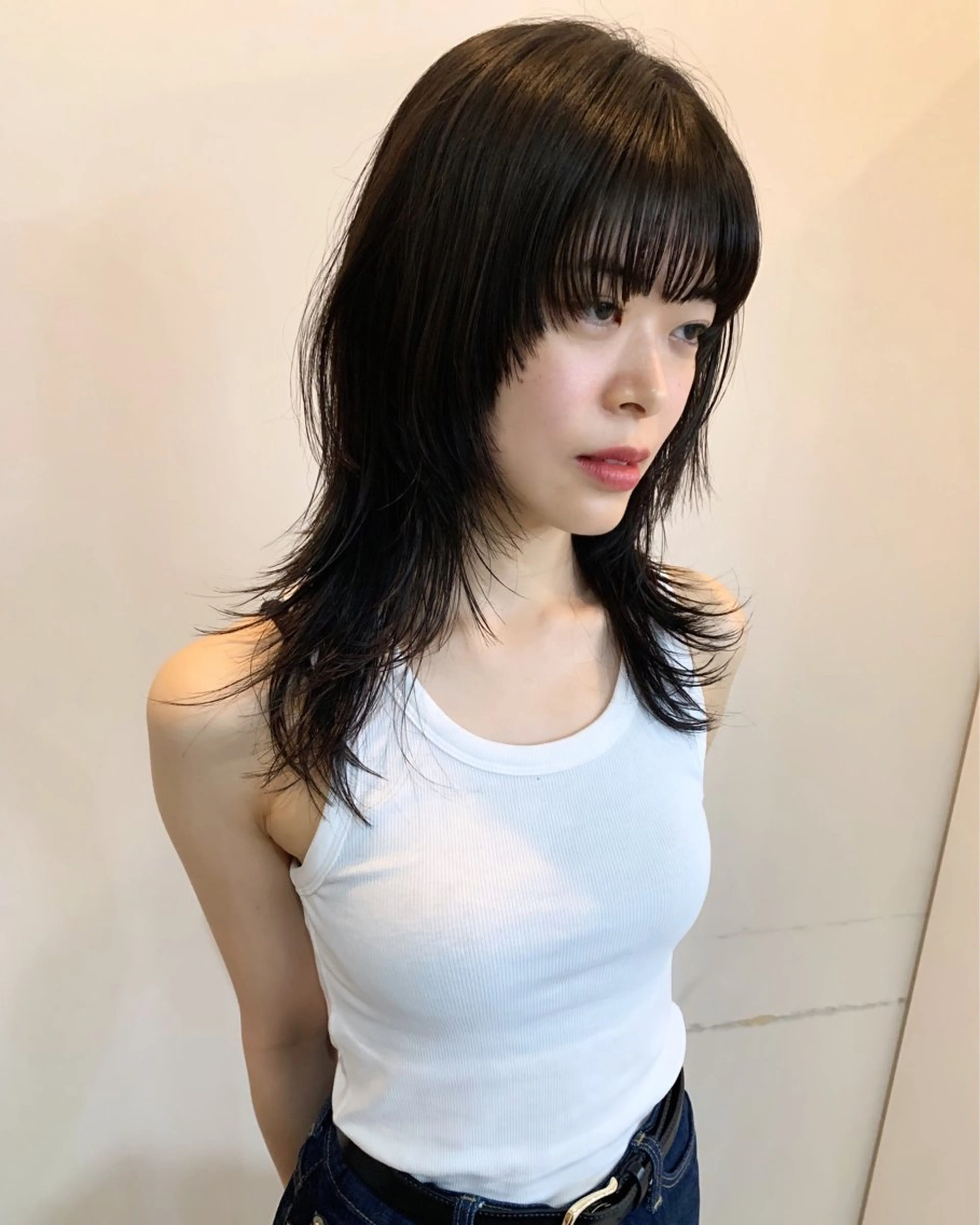 セミロング 顔周りカット ウルフカット カット ✂︎ウルフカット /レイヤーカット✂︎のヘアスタイル