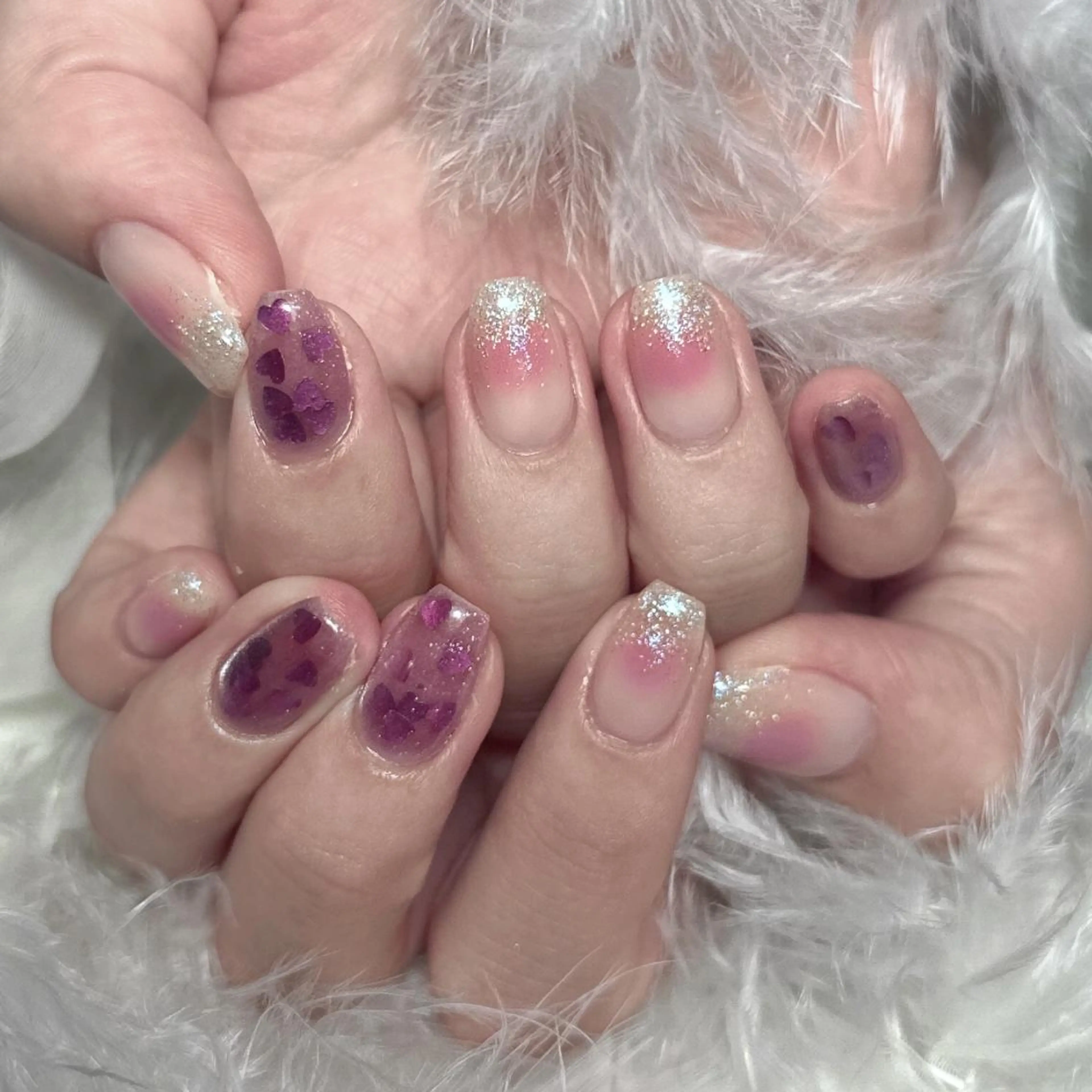 ネイル アートネイル オーロラネイル ガーリー キラキラネイル 韓国ネイル DIANMOND NAIL🌸のネイルデザイン