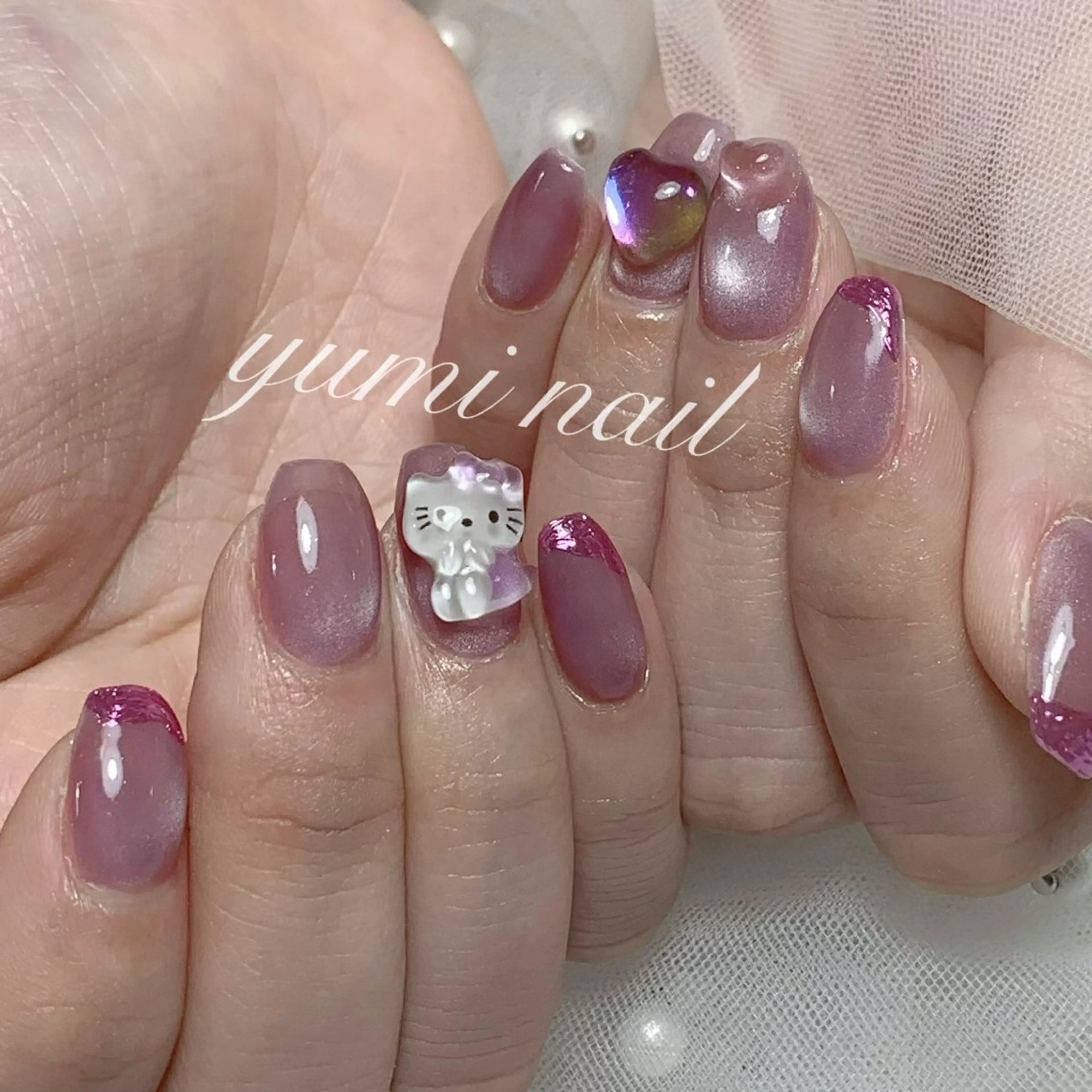 ネイル shineジェル& チップ長さだしのネイルデザイン