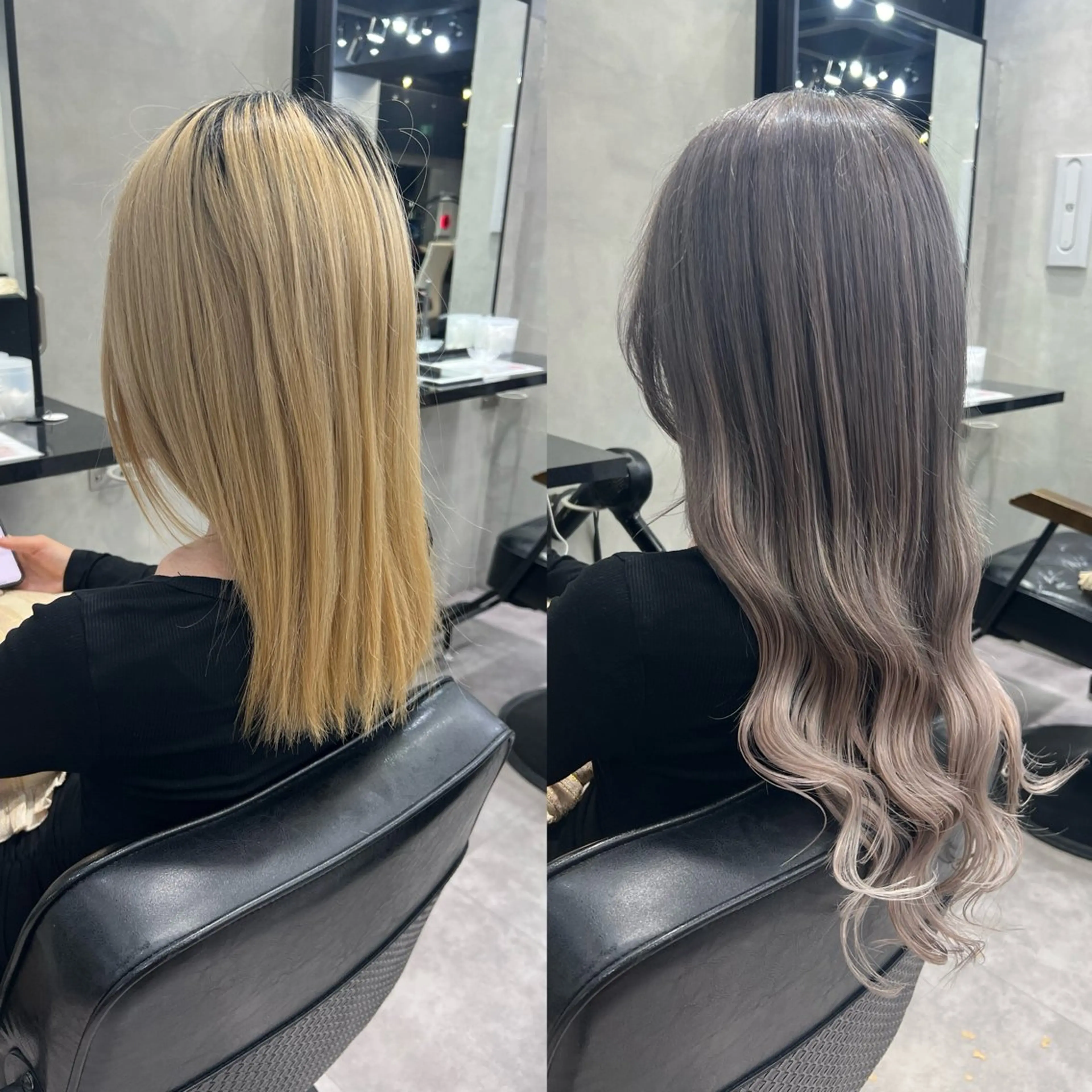 ロング カラー ヘアアレンジ シールエクステ アッシュ バレイヤージュ ベージュカラー 黒髪 ar+ ❤︎ maiのヘアスタイル