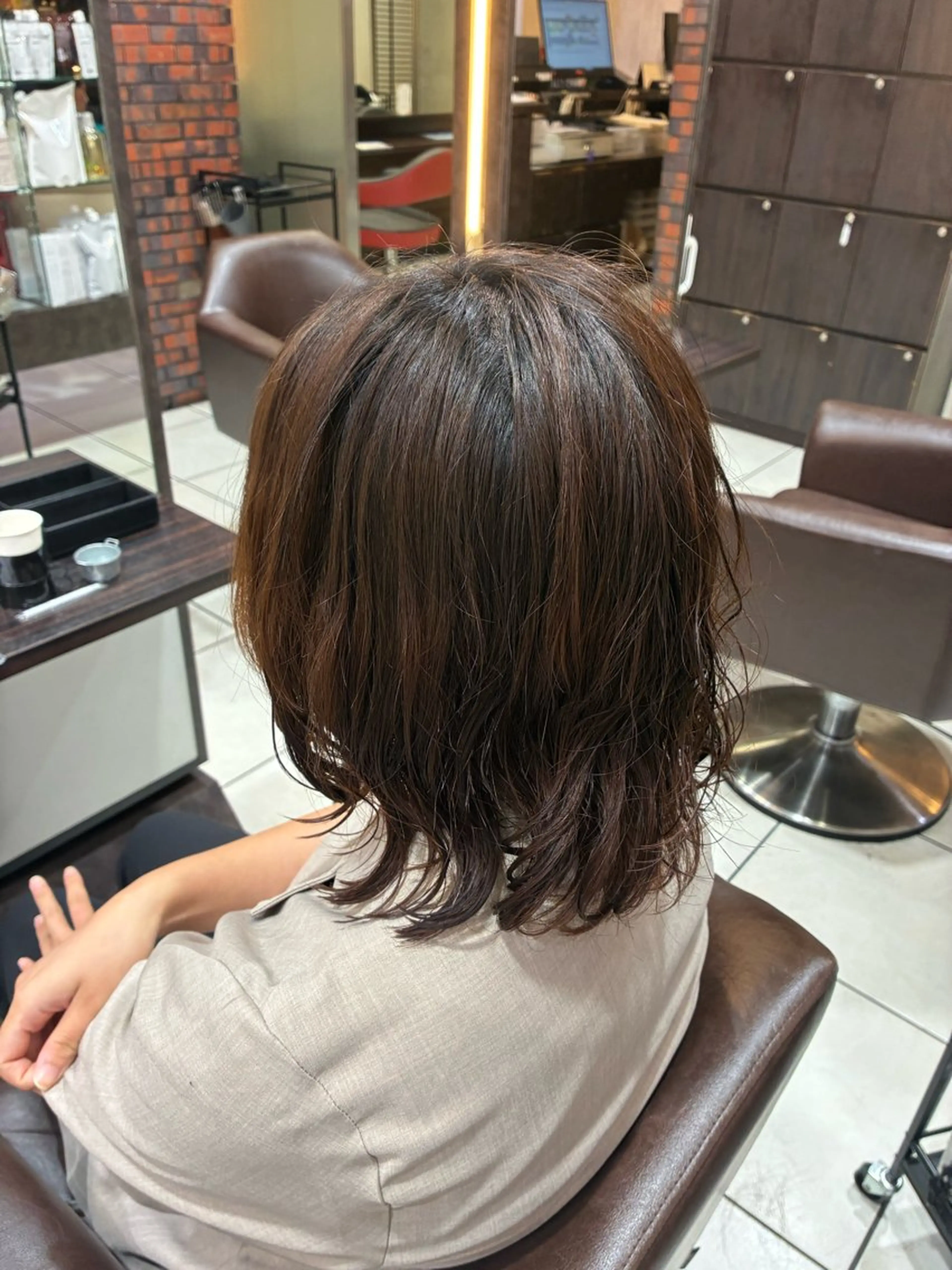 ミディアム パーマ モデル募集中✨千野 詩緒里のヘアスタイル