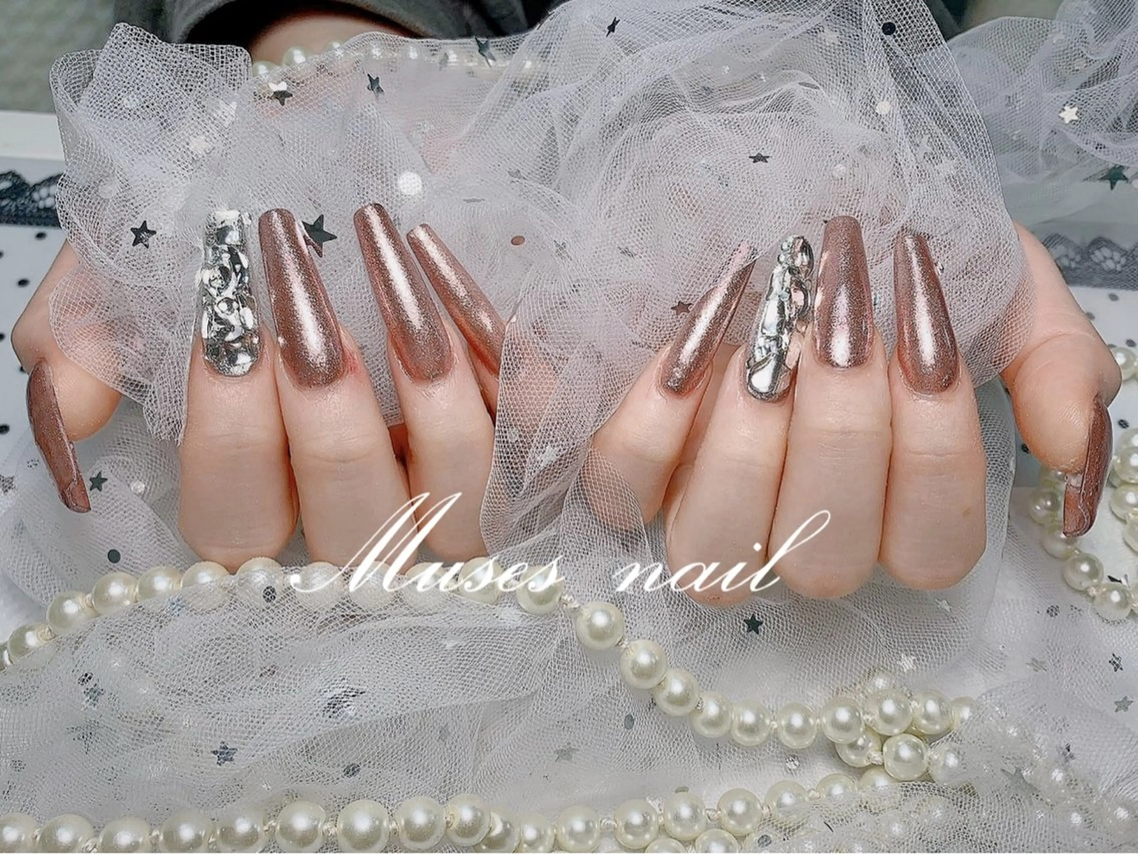 <チップスカルプ>2本ストーン埋め尽くし¥8980の写真