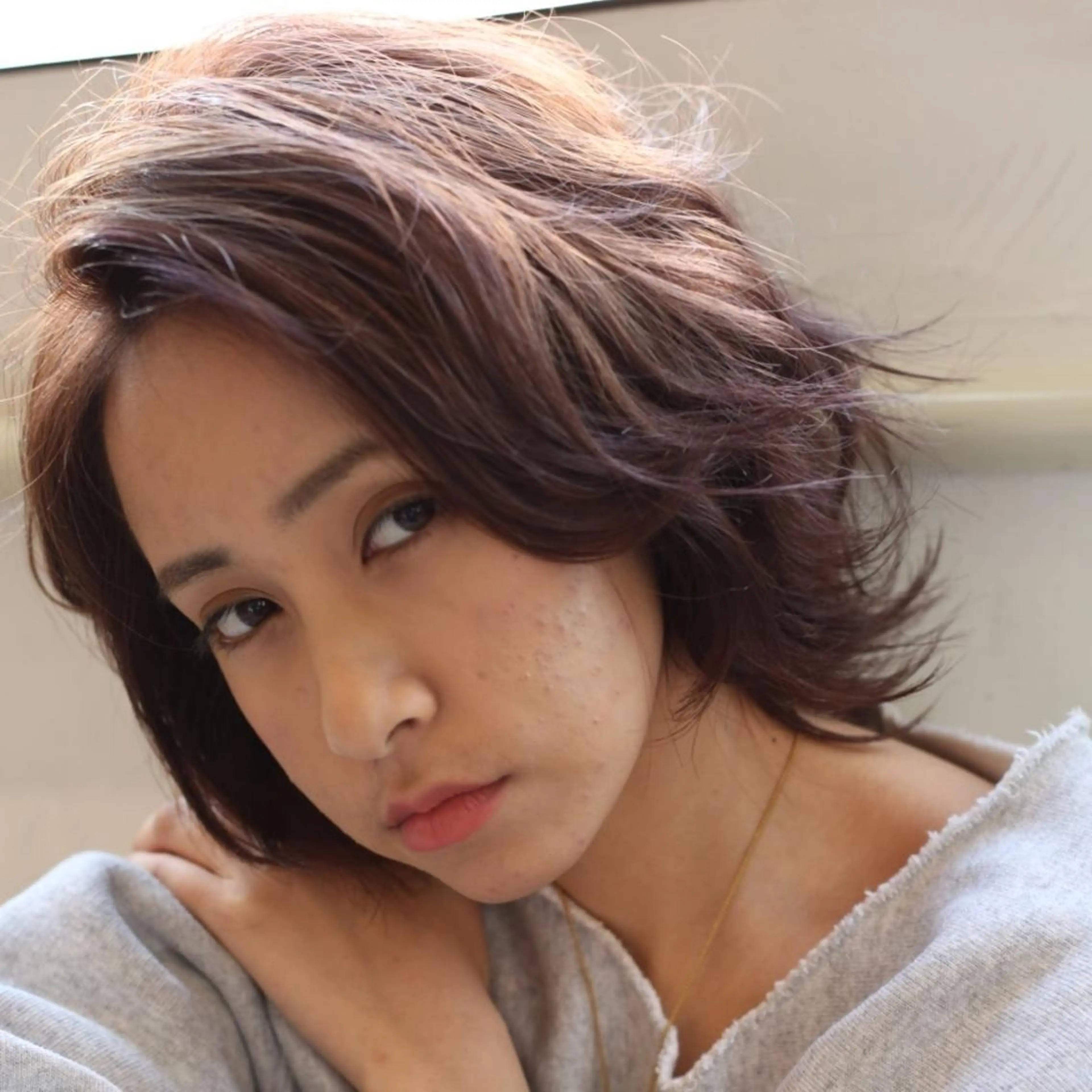 ミディアム カラー ベージュカラー ラベンダーカラー ラベンダーベージュ 田邉 俊和のヘアスタイル