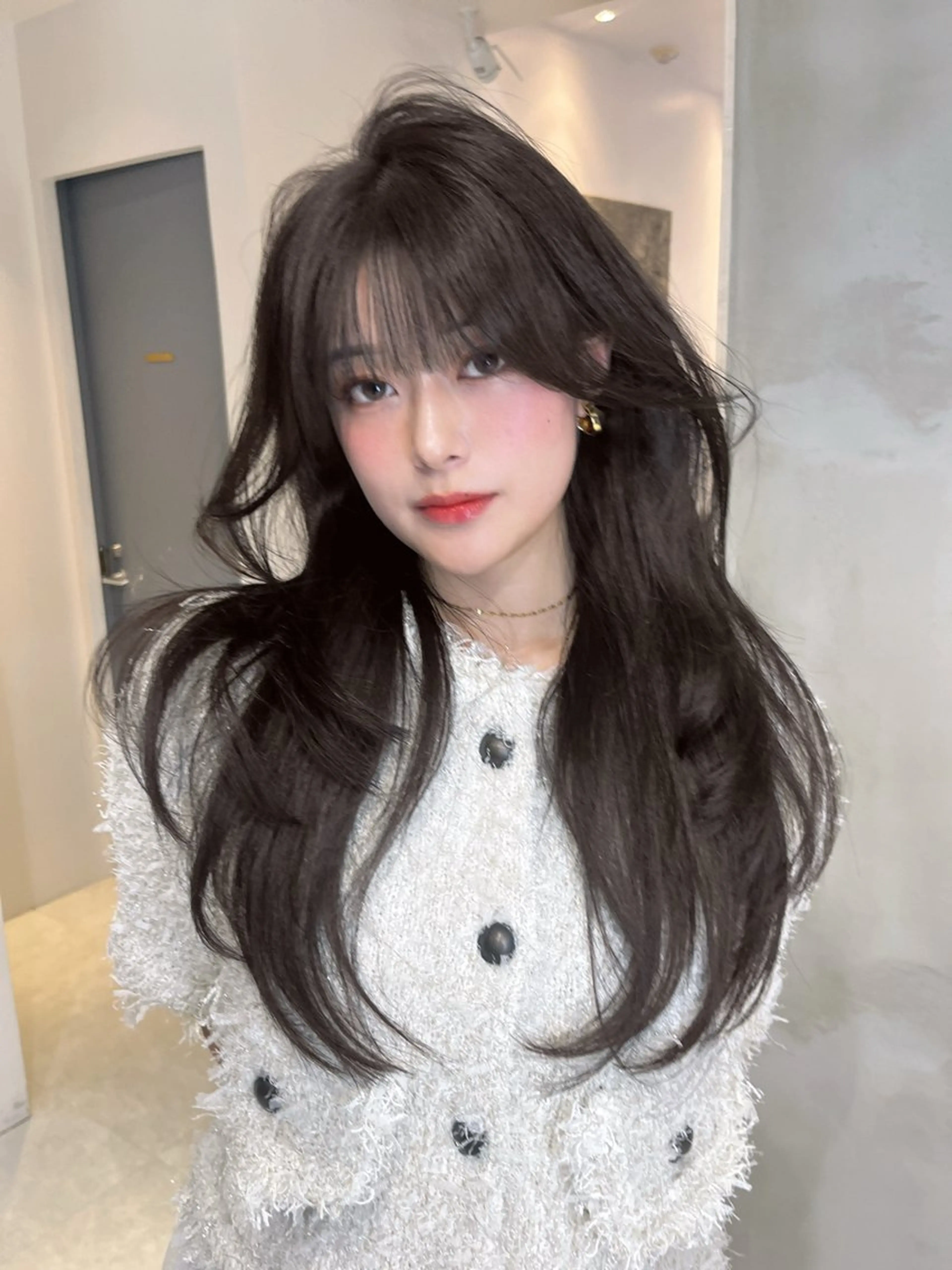 ロング カット ヘアカラー トリートメント 海野翔吾🇨🇳 ワンホンレイヤーのヘアスタイル