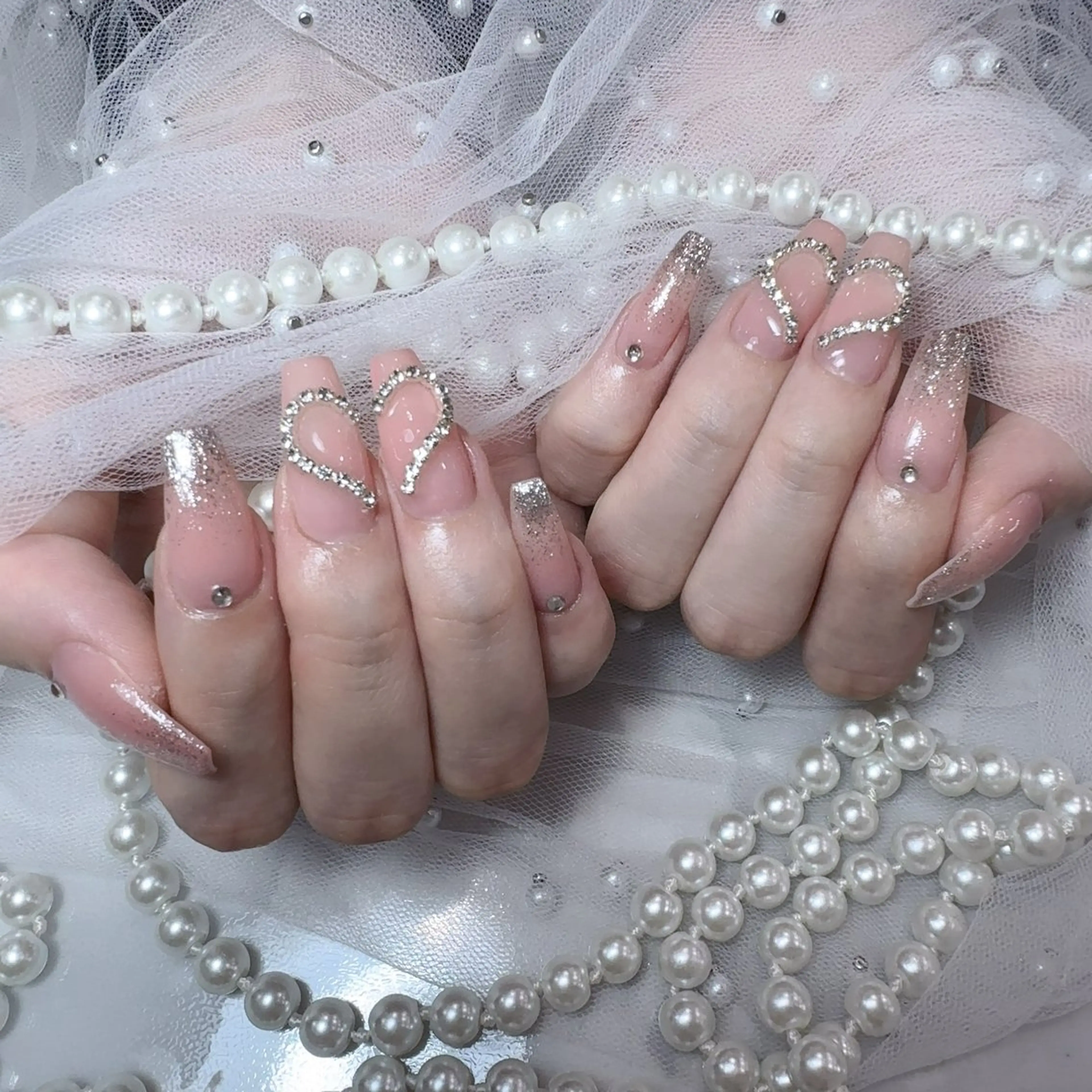 ネイル アートネイル フラッシュネイル フレンチネイル ジェルネイル ガラスフレンチ ハンドネイル You&Me Yukiのネイルデザイン