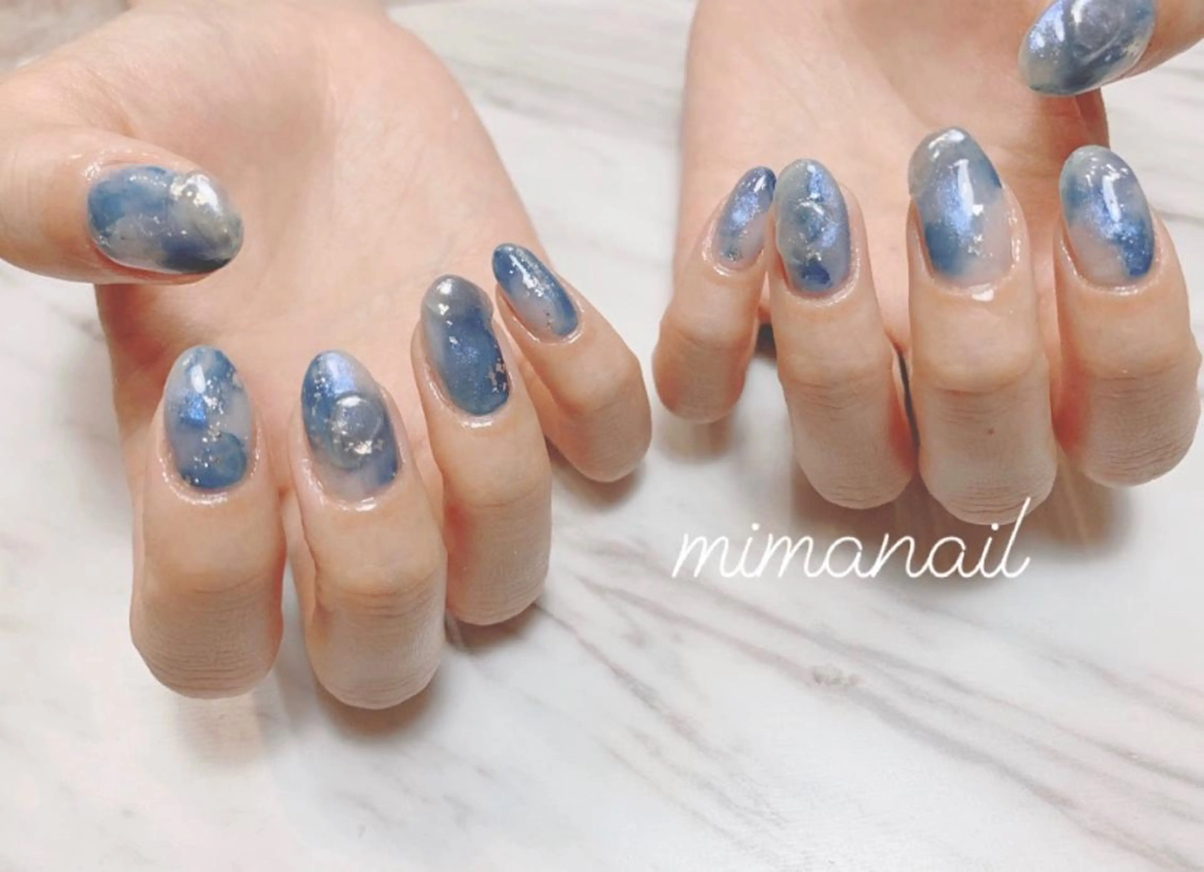 ネイル オーロラネイル フットネイル フレンチネイル 韓国ネイル 大理石ネイル(マーブル) ハンドネイル mima nailのネイルデザイン