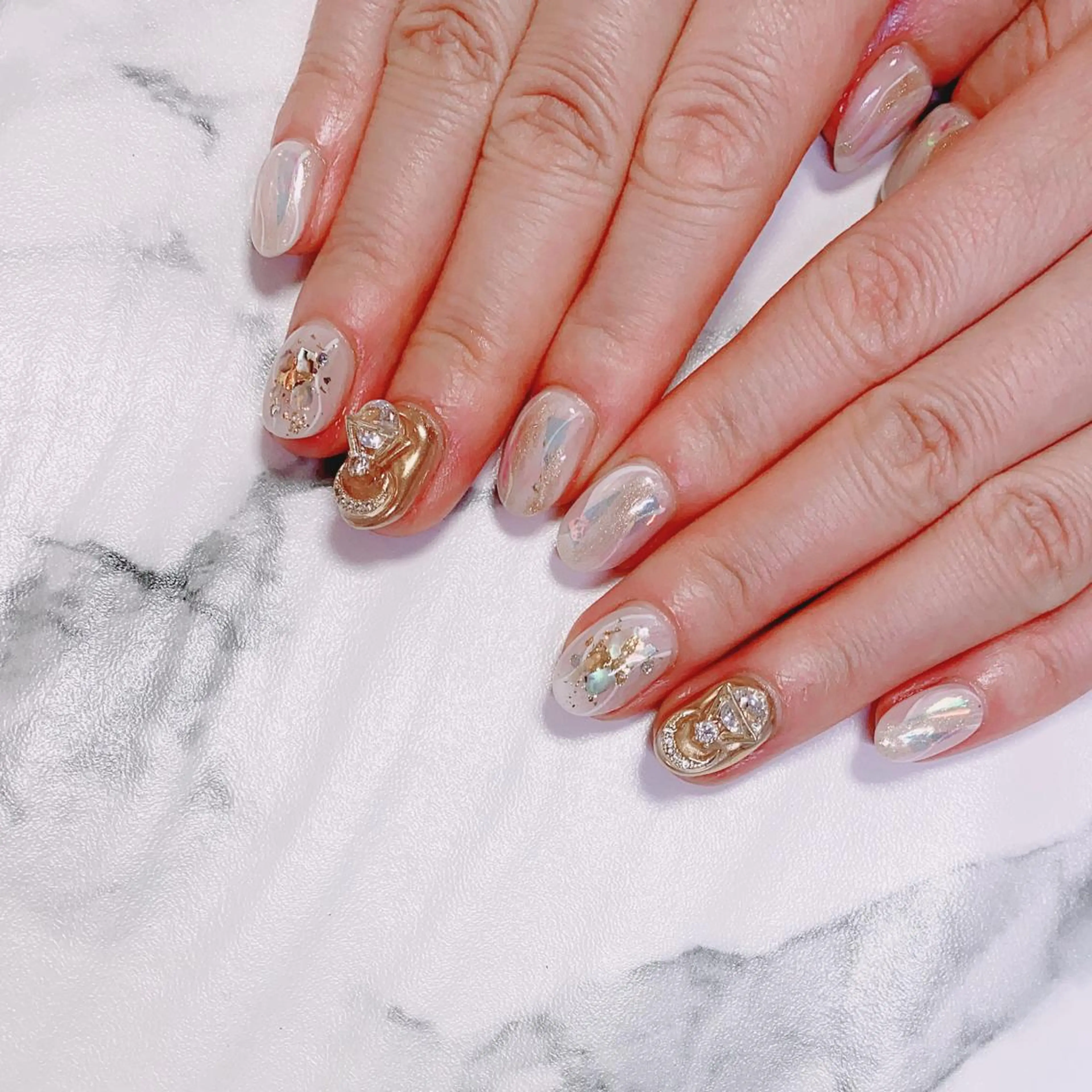 ロング カラー ネイル アートネイル ミラーネイル Q Free nailsのネイルデザイン