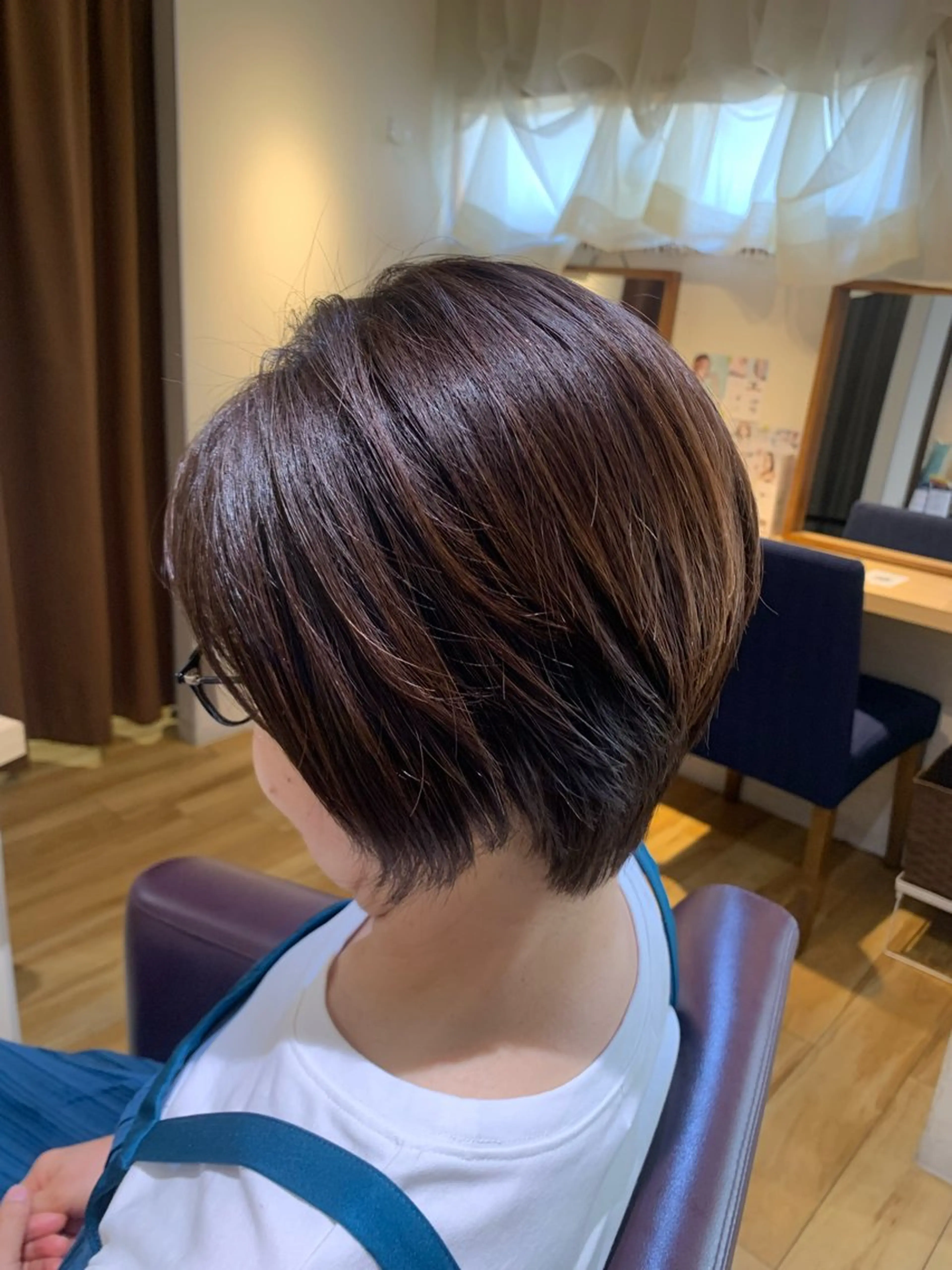 ショート カラー パーマ ヘアアレンジ メンズ キッズ ネイル マツエク・マツパ アイブロウ メンズパーマ 眉カラー ショートヘア グリーン ショートネイル ORGA所属・飯塚 朋代のヘアスタイル