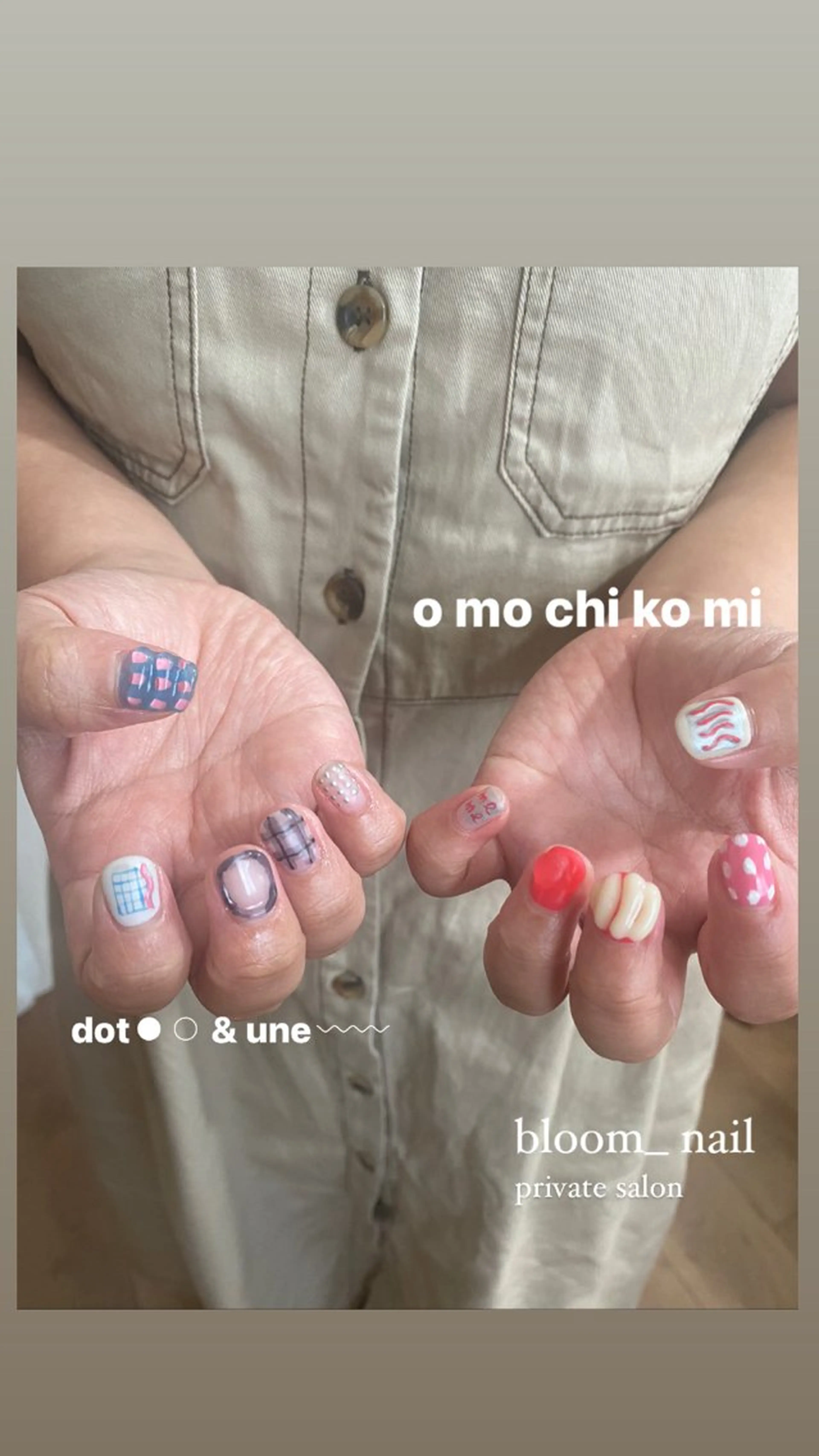 ネイル ドット ネイビー ピンク ハンドネイル ハンドケア bloom_ nailのネイルデザイン