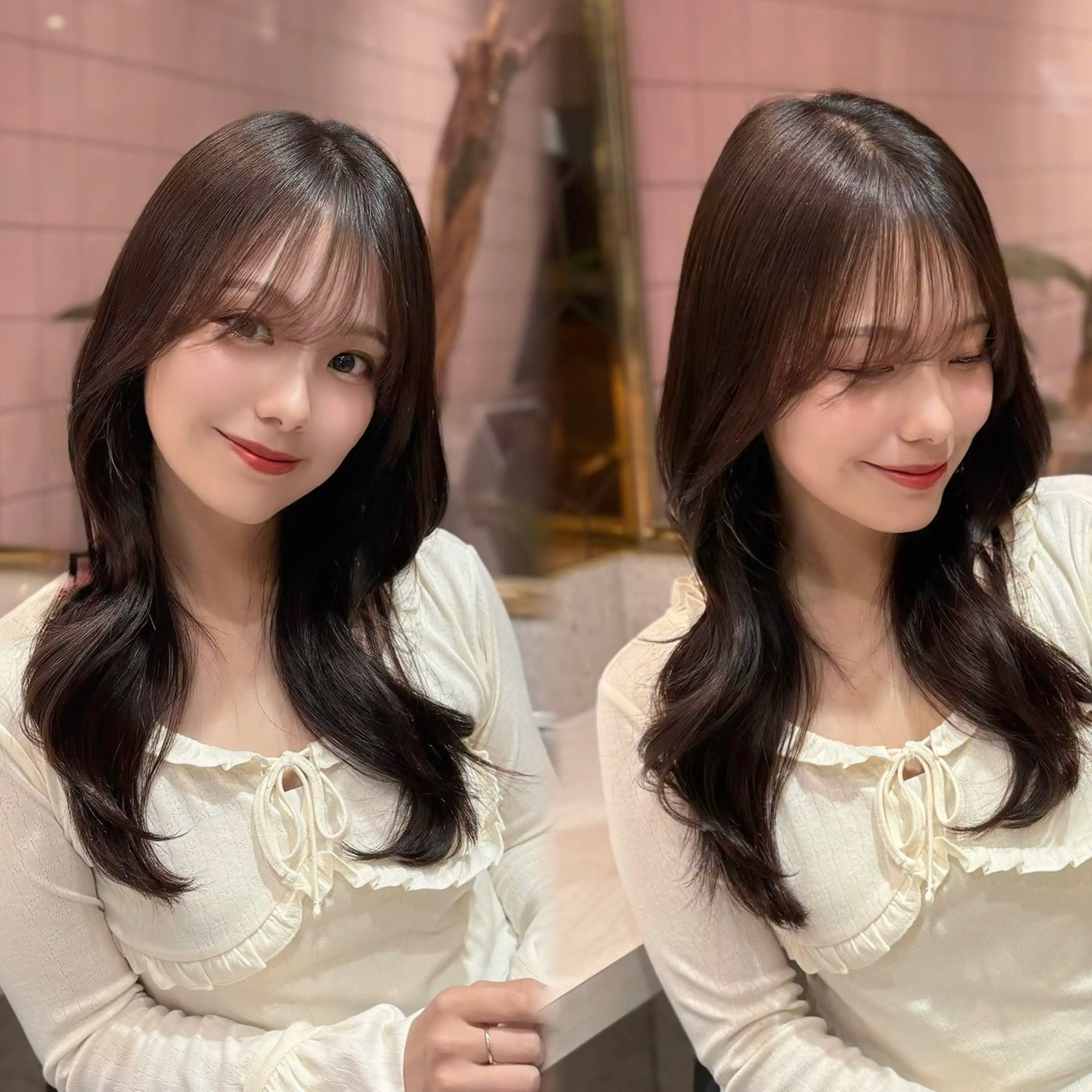 セミロング カット トリートメント 新宿/小顔レイヤー/ 顔まわり/西慶太朗のヘアスタイル