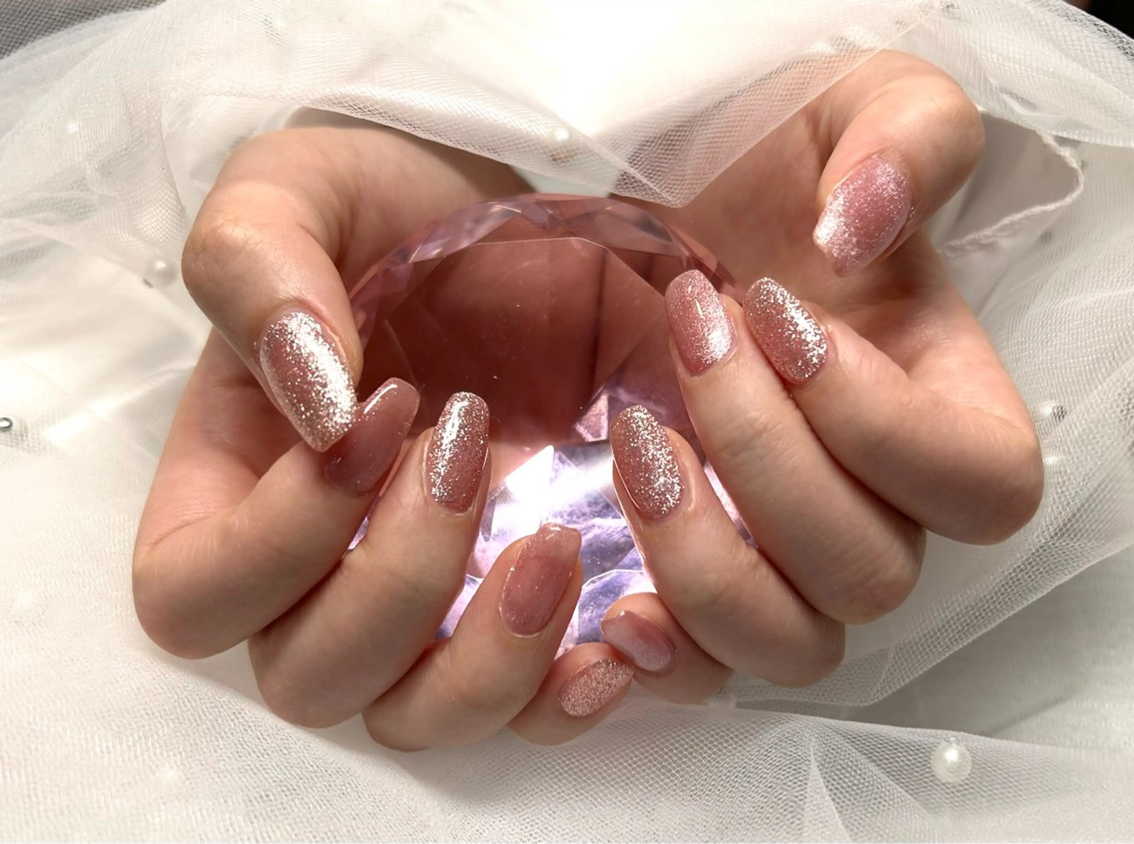 ネイル ラメ(グリッター) マグネットネイル ワンカラーネイル ピンク EMINAL恵比寿 サラのネイルデザイン