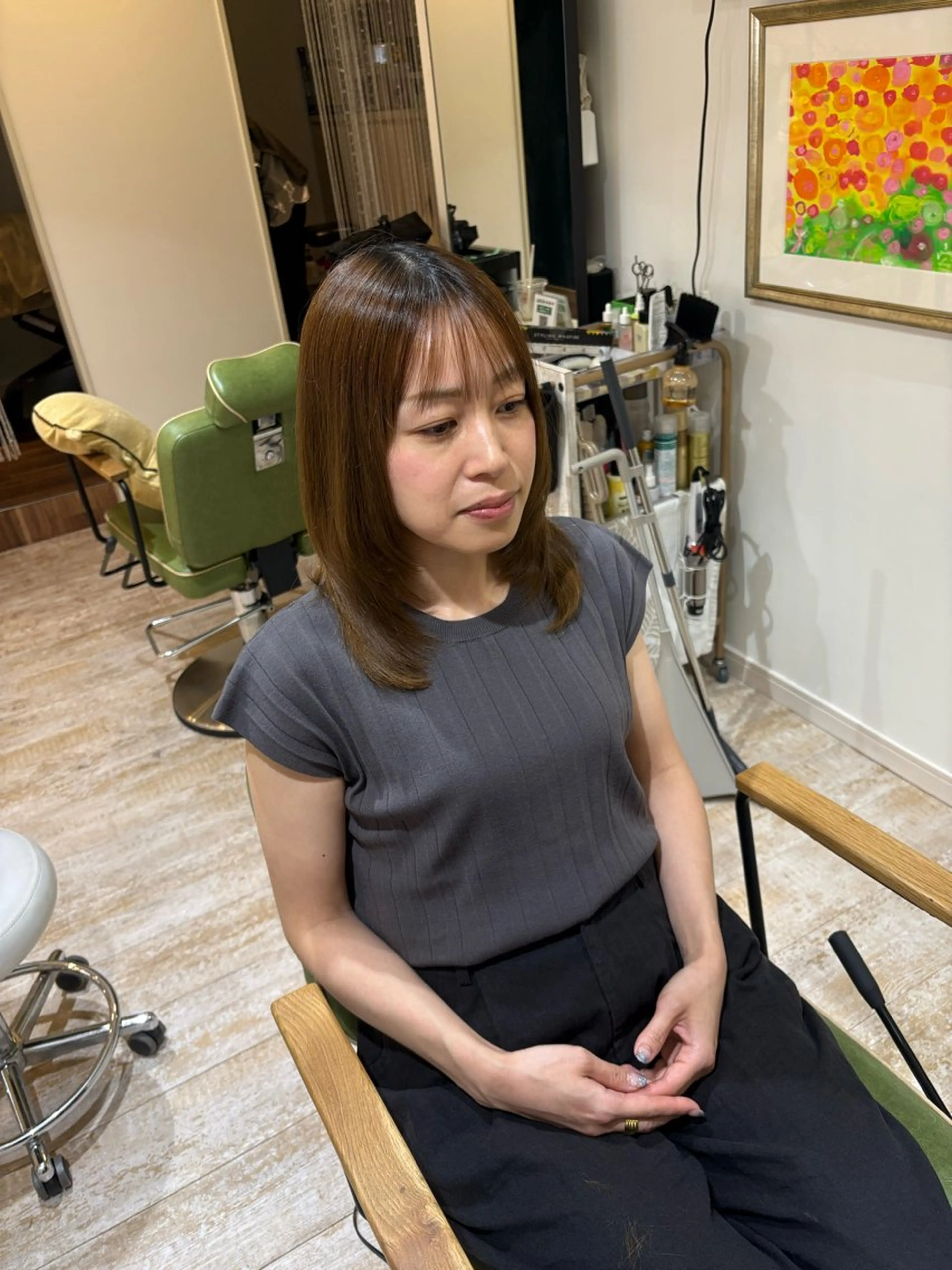 ミディアム カット ヘアセット AIN.ANLY.所属・｜顔まわりカット× 曲がる縮毛矯正｜のヘアスタイル