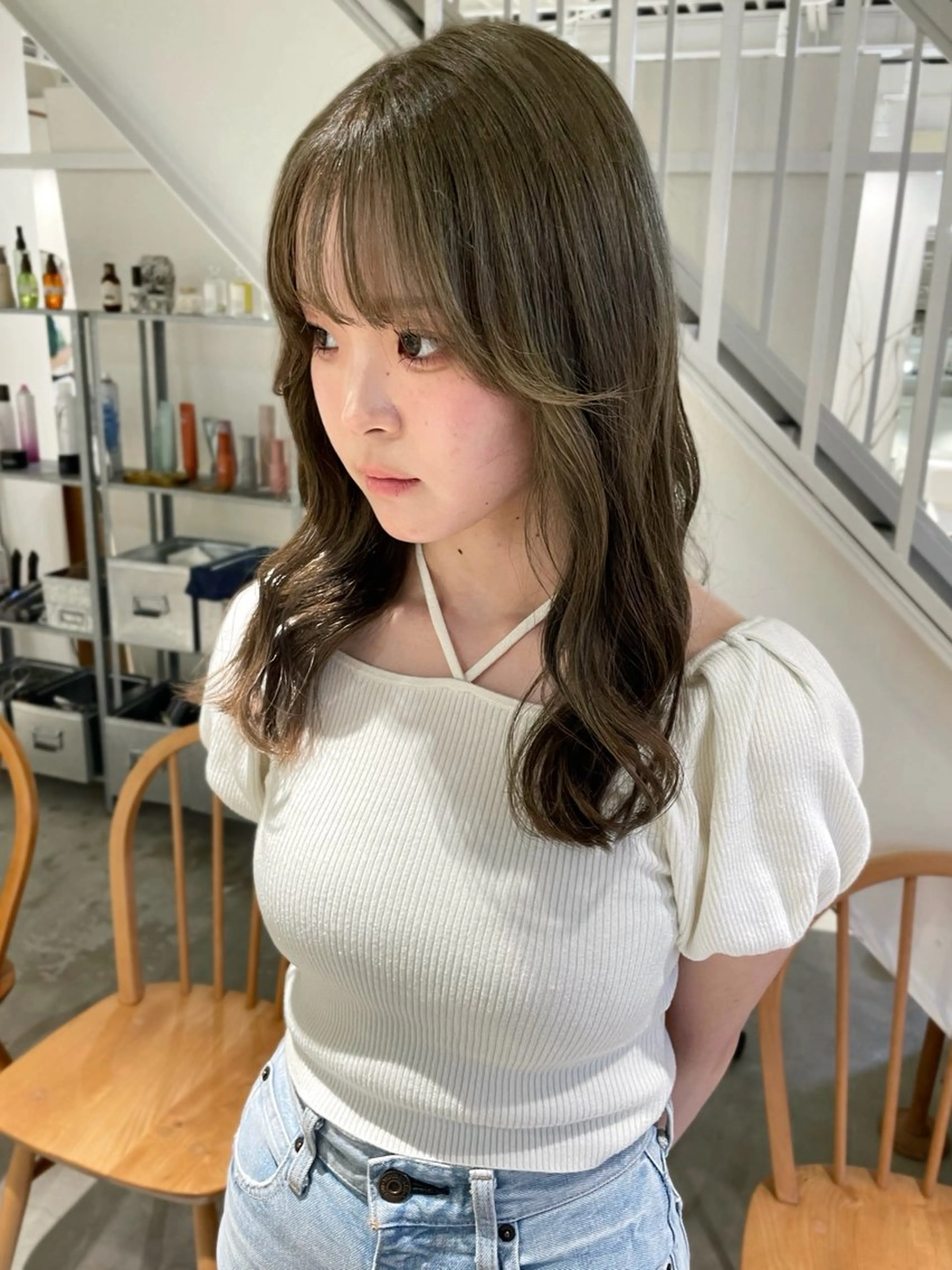 ロング カラー カット ヘアカラー 林 千聖のヘアスタイル