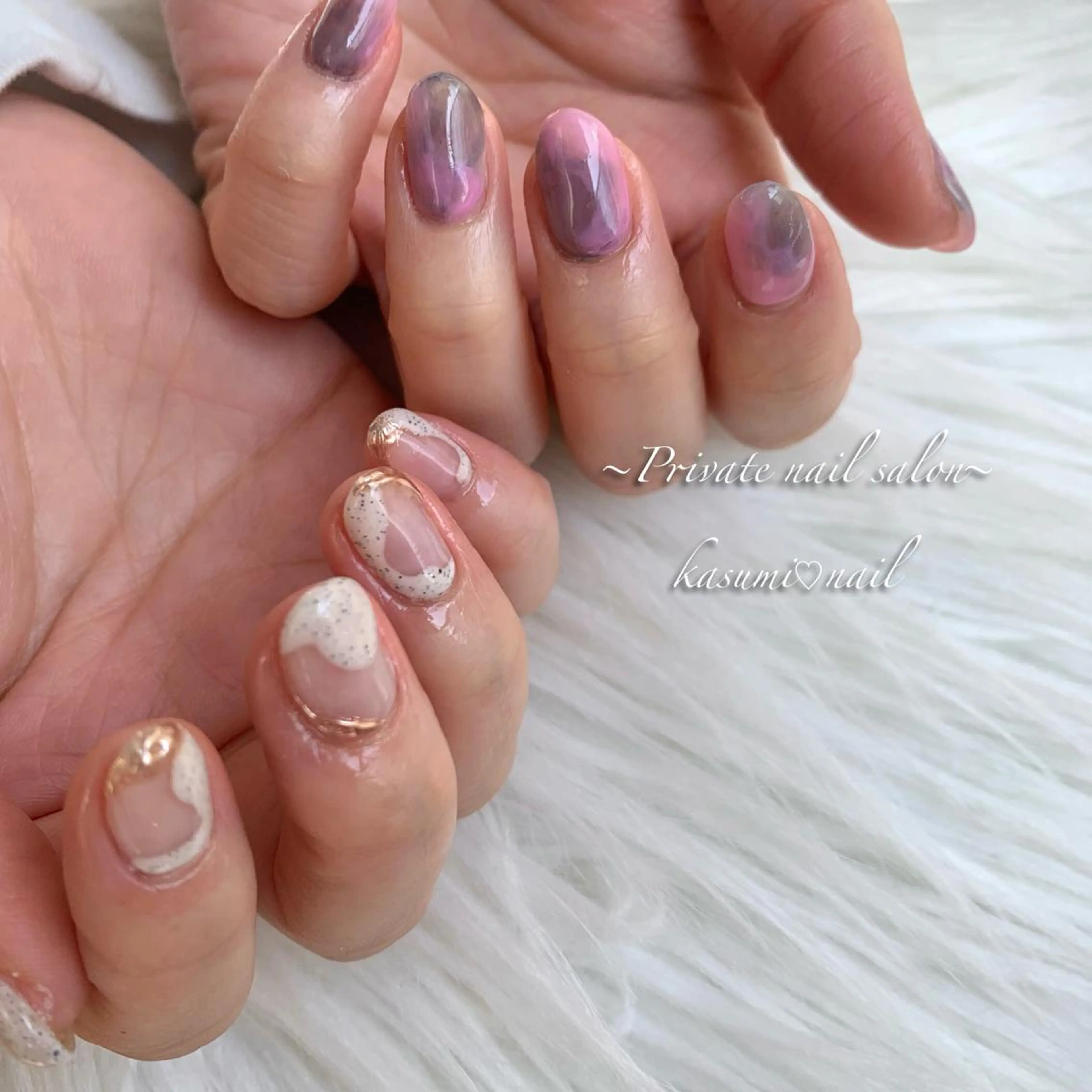 ネイル アートネイル ラメ(グリッター) マグネットネイル ミラーネイル 持ち込み KASUMI♡ Nailのネイルデザイン