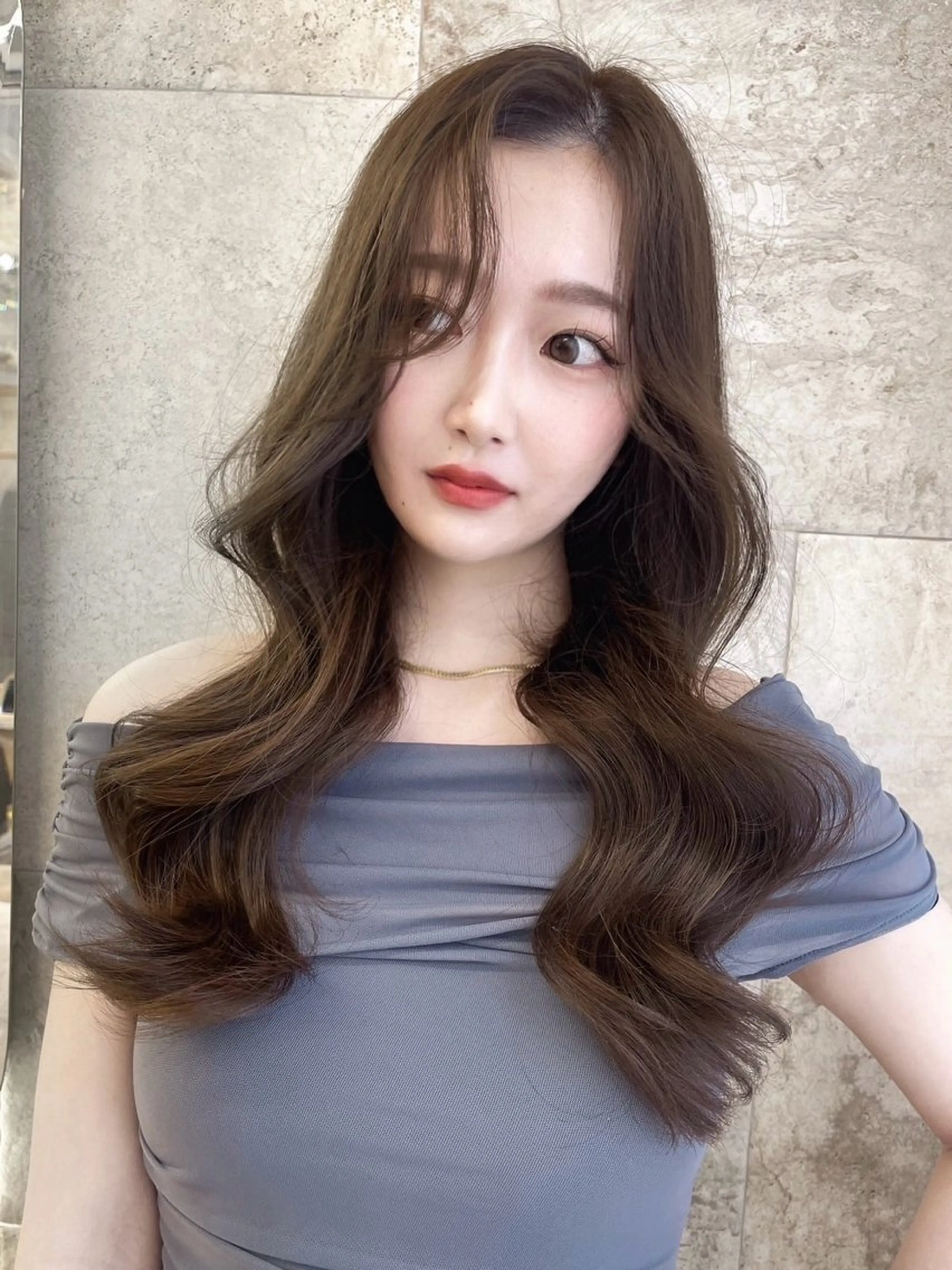 ロング カット ヘアカラー Kanami/韓国風 /艶カラーのヘアスタイル