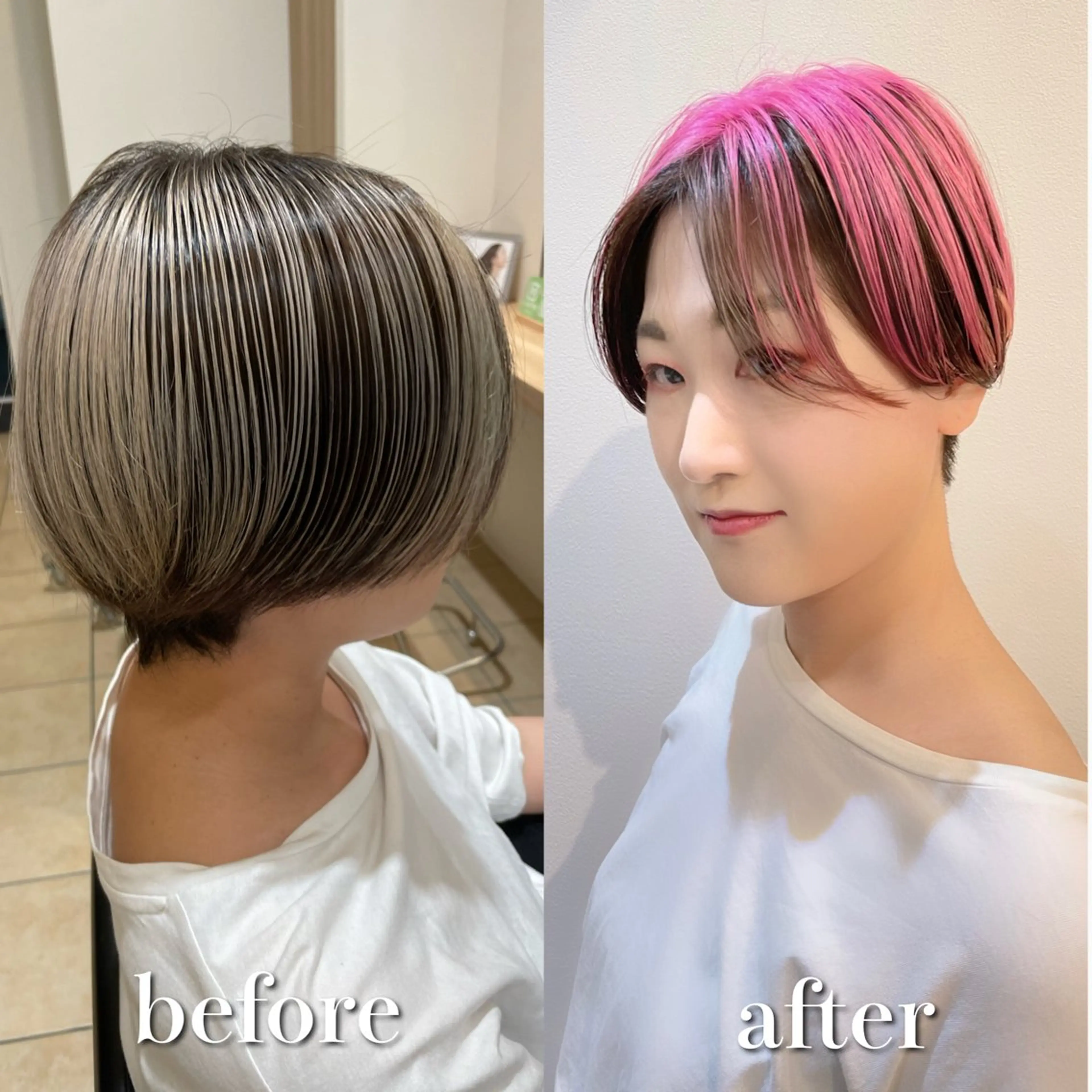 ショート カラー ハンサムショート ブロンド ピンクカラー ショートヘア GO TODAY シェアサロン 原宿Verno店所属・ブリーチ/髪質改善/ ボブ特化/よしきのヘアスタイル