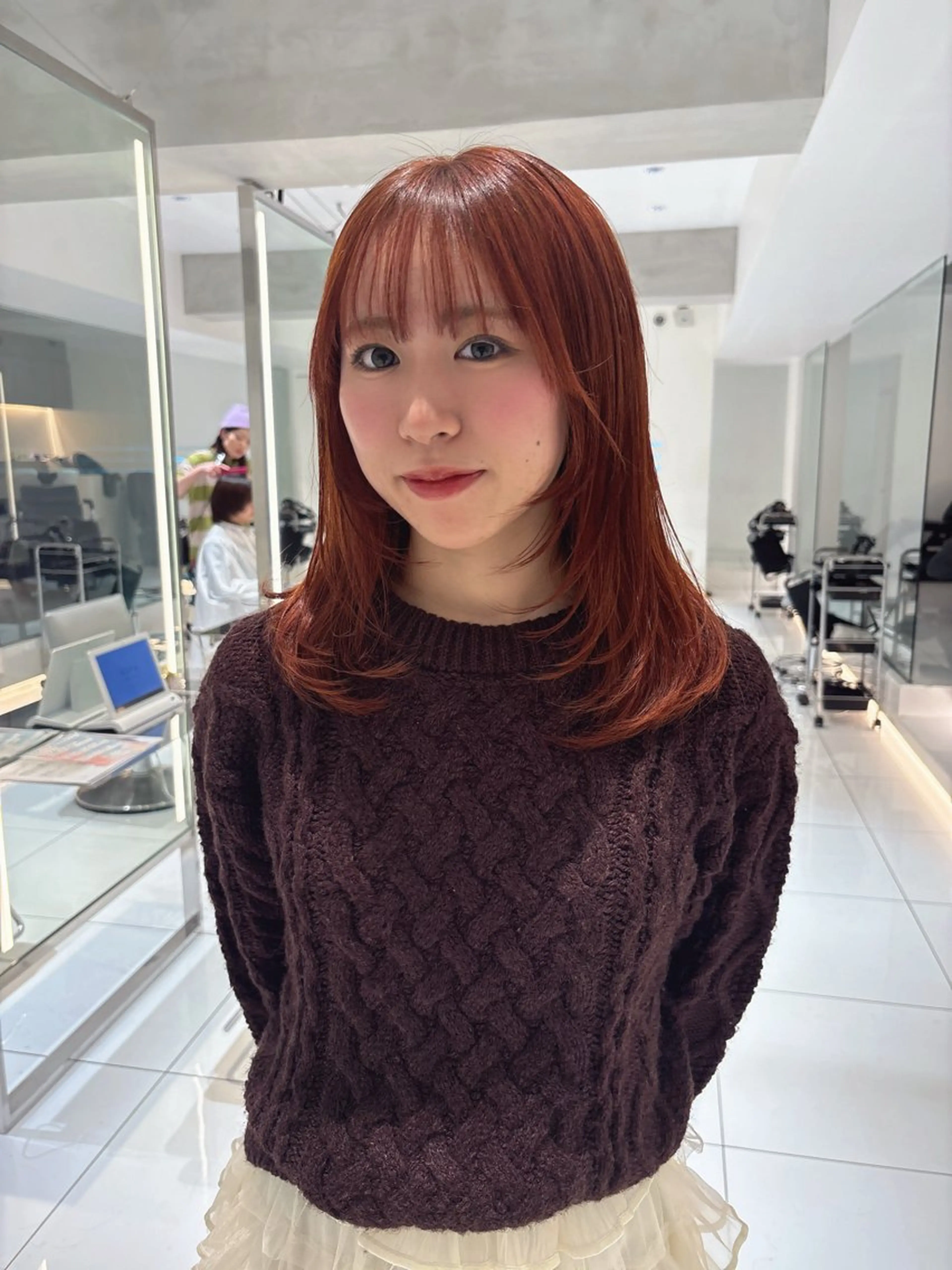 セミロング カラー カット ヘアカラー ユイナ ★暖色/レイヤー★のヘアスタイル