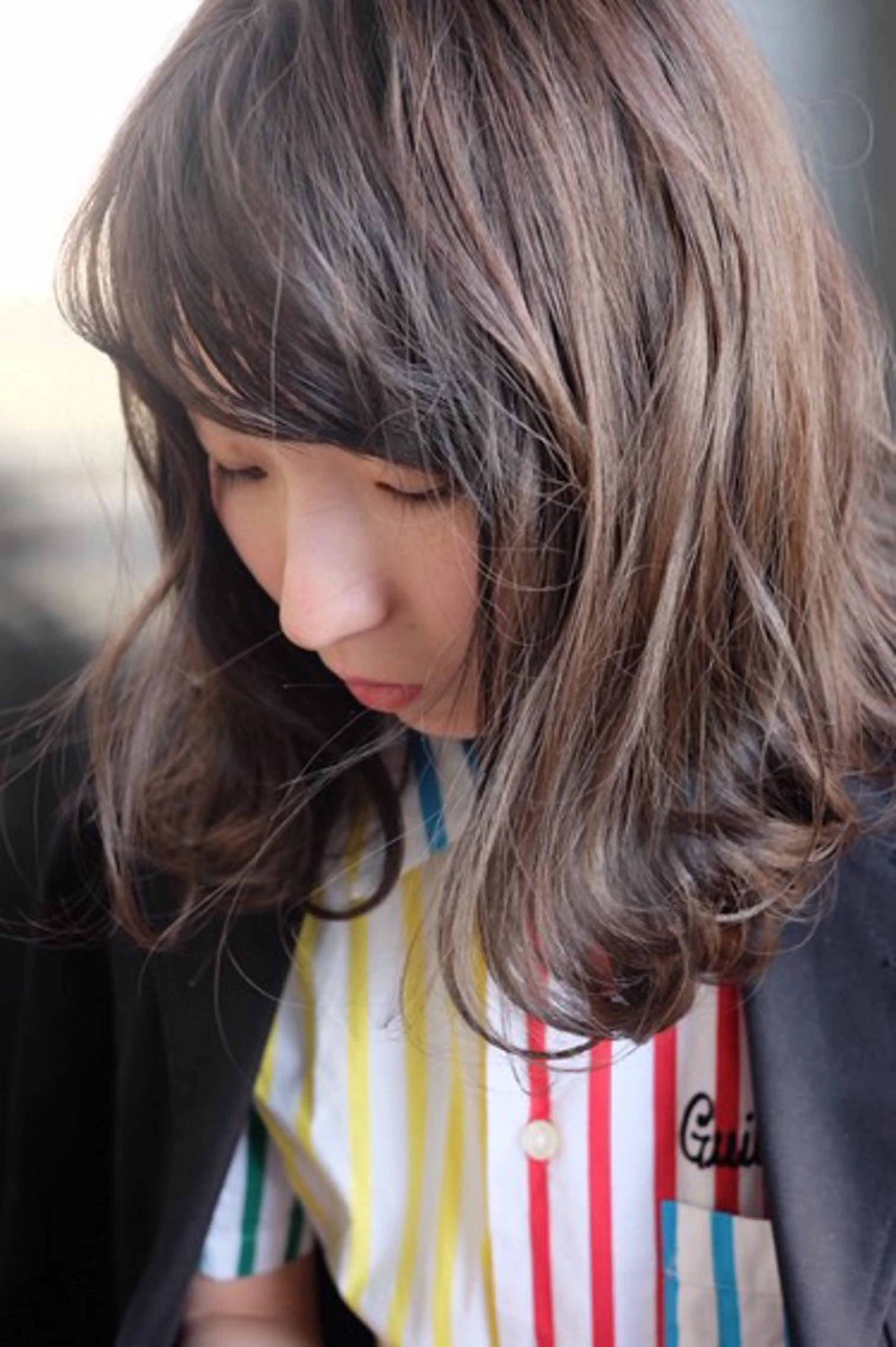 セミロング カラー パーマ カット トリートメント HARUKI💐笹塚 インナーカラーのヘアスタイル