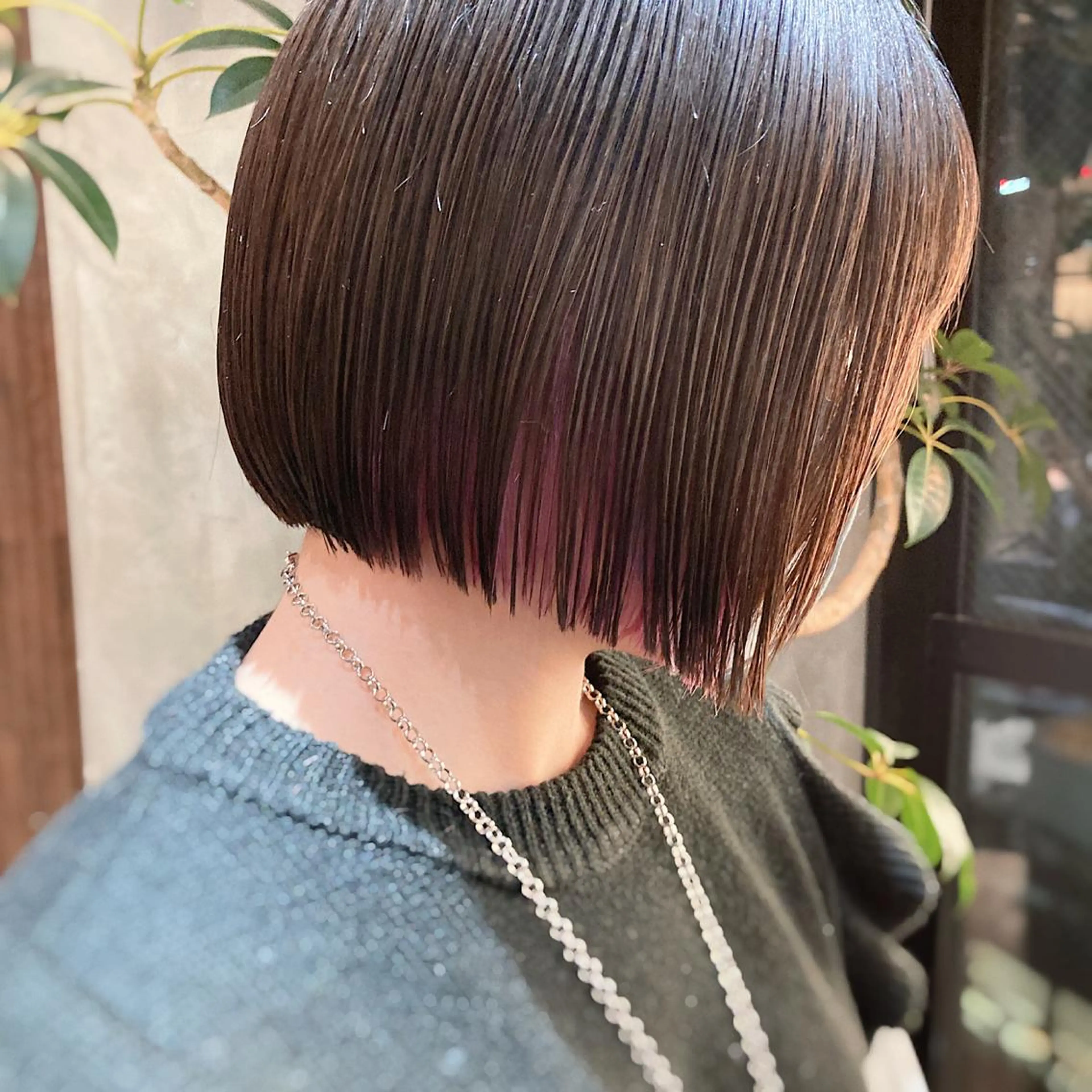 ミディアム 切りっぱなしボブ ボブ 波巻きスパイラルパー マ/シャドウパーマ駿のヘアスタイル