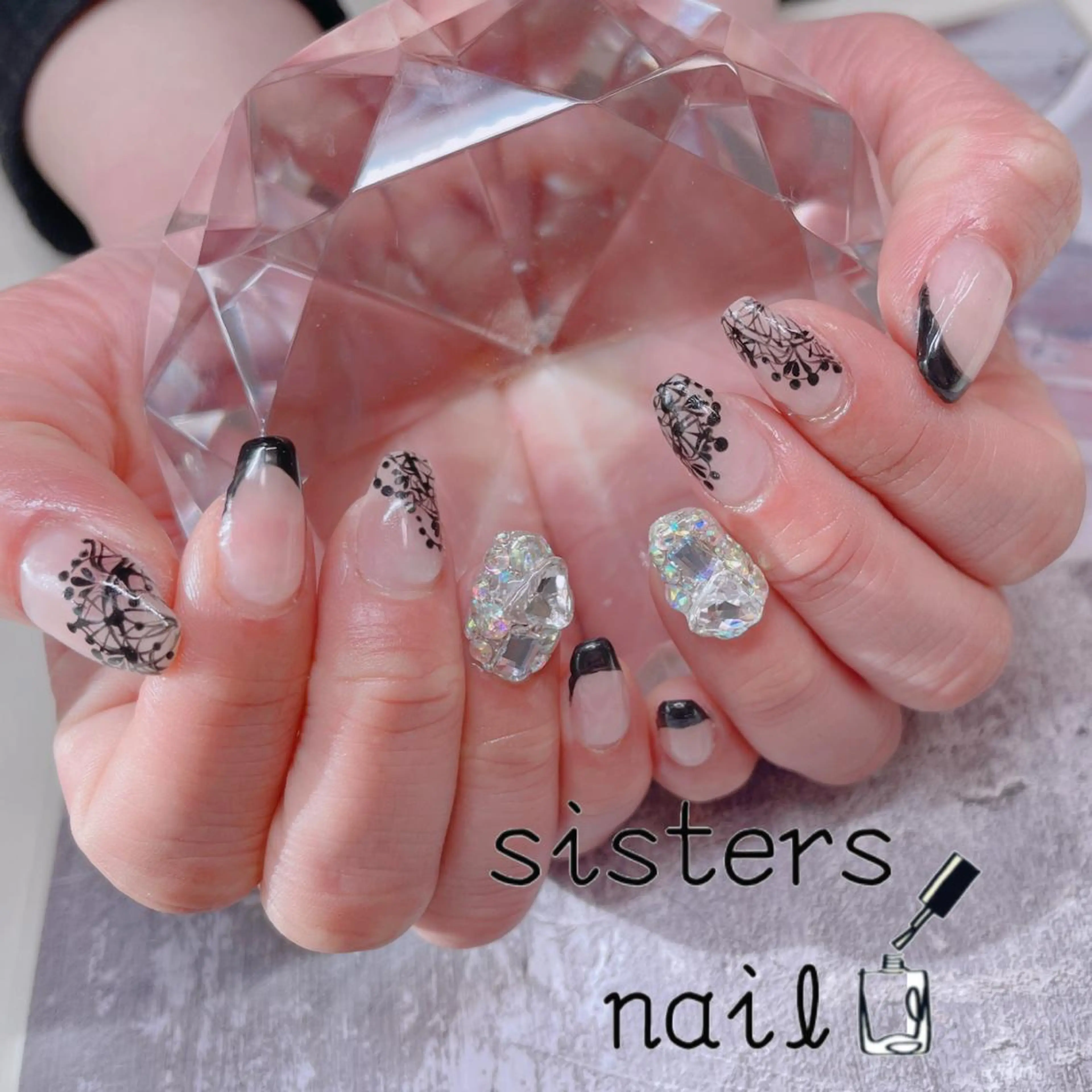 ネイル アートネイル フレンチネイル レース 春ネイル ハンドネイル ハンドケア sisters nail.fのネイルデザイン